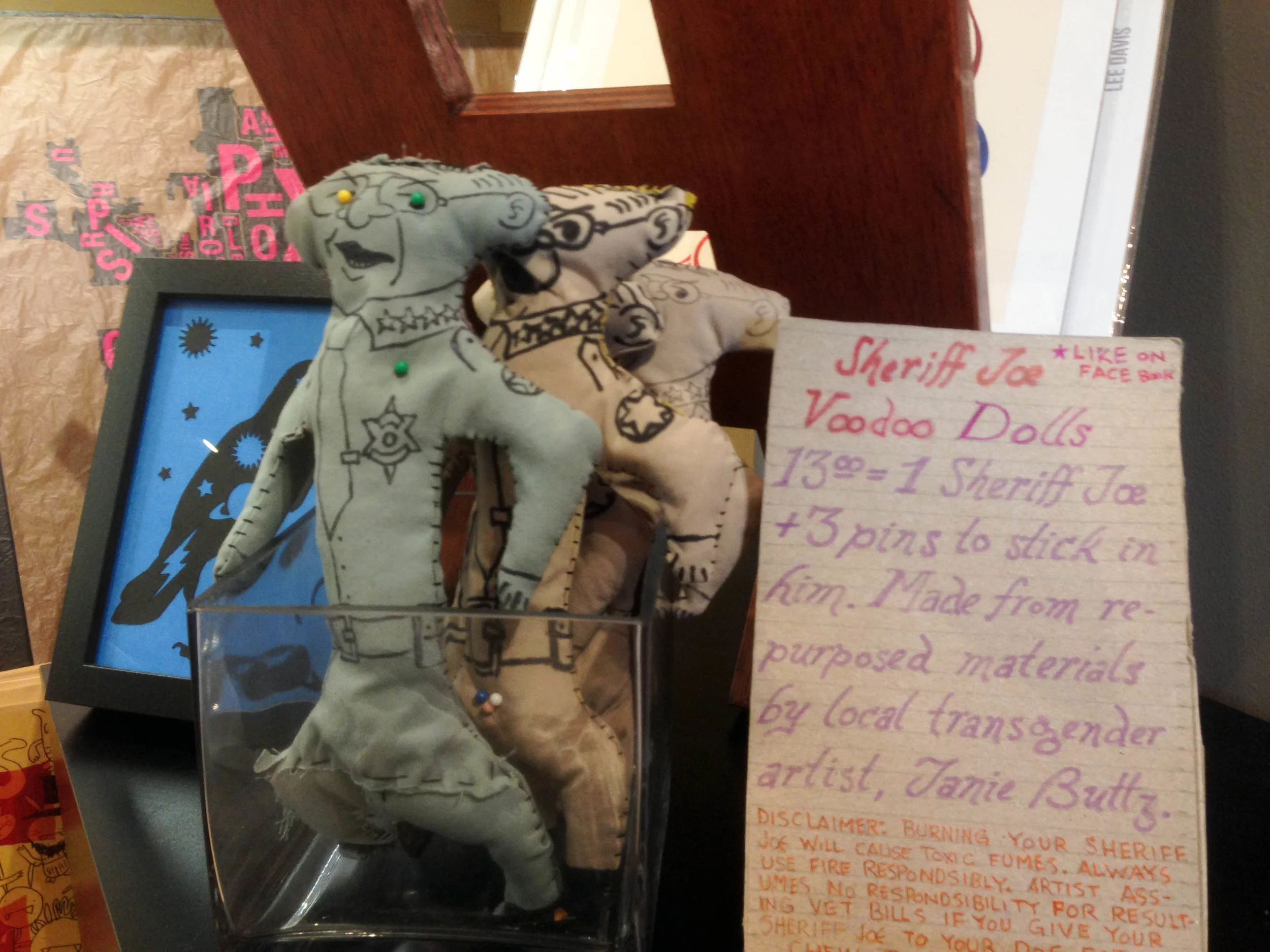 Voodoo dolls resembling Joe Arpaio, the controversial sheriff of Maricopa County from 1993 to 2016, for sale at a local business in Phoenix's Roosevelt Row arts district.