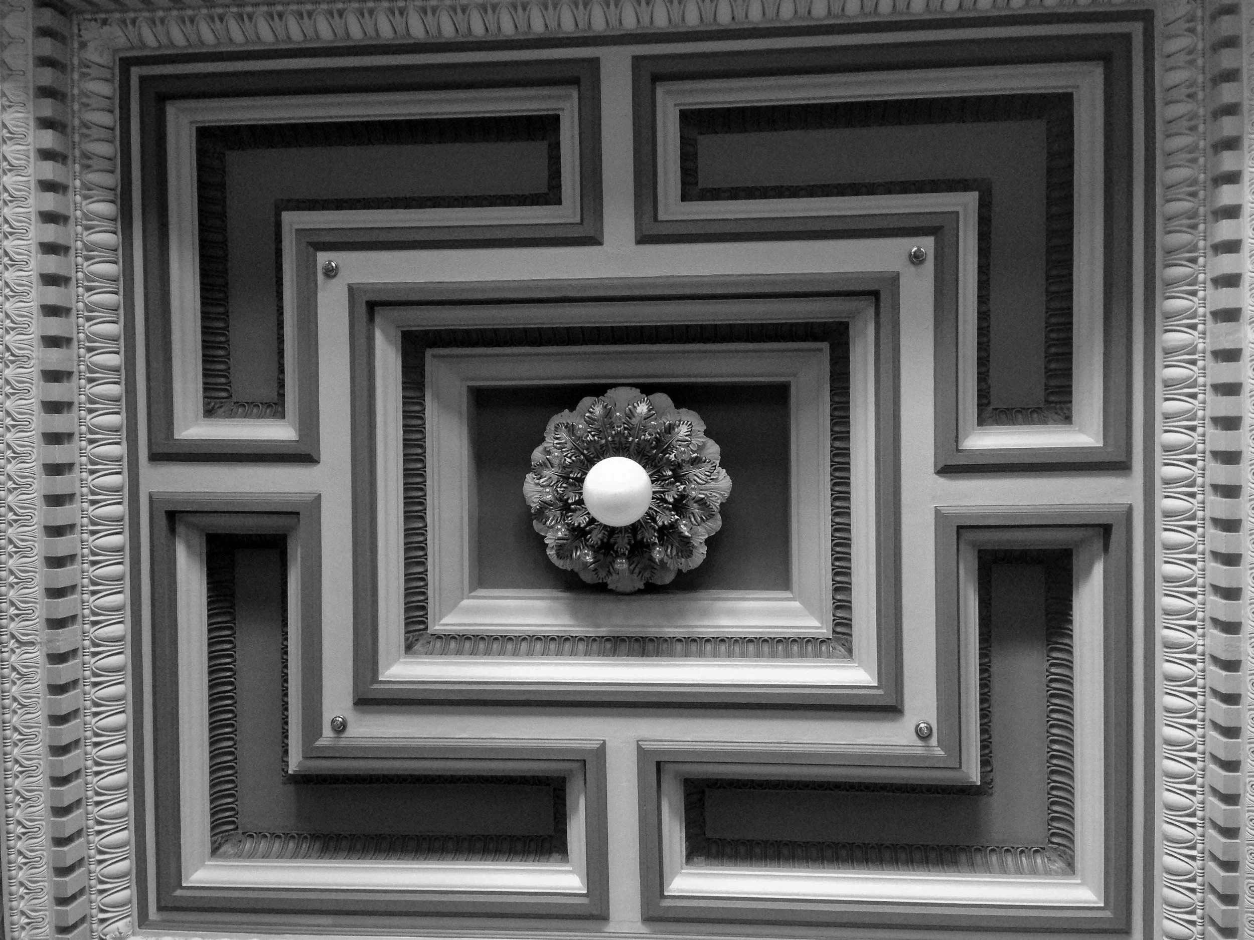  Ornate ceilings the Club Acela lounge in Boston's South Station. 