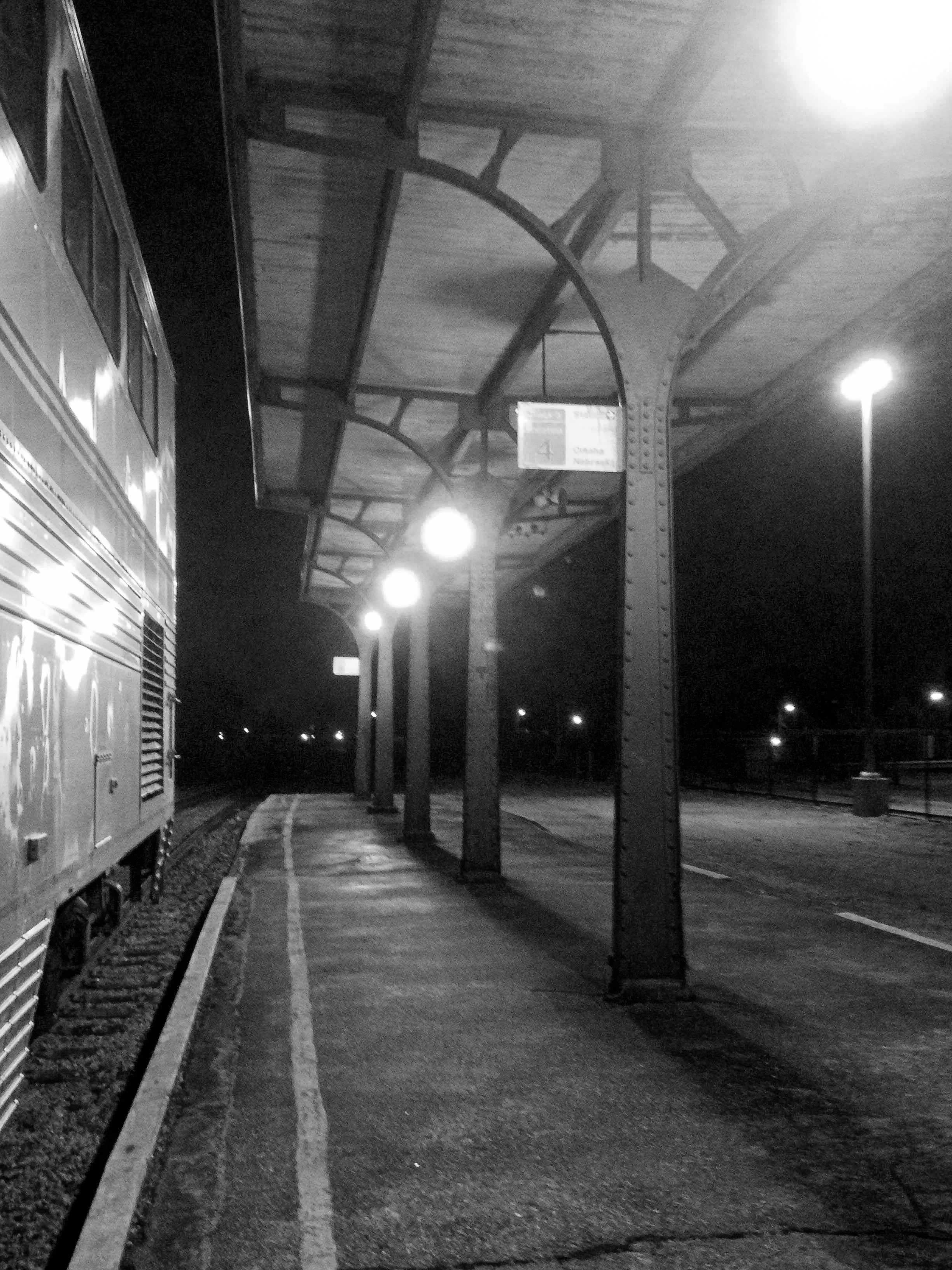  A nighttime stop in Omaha, Nebraska. 