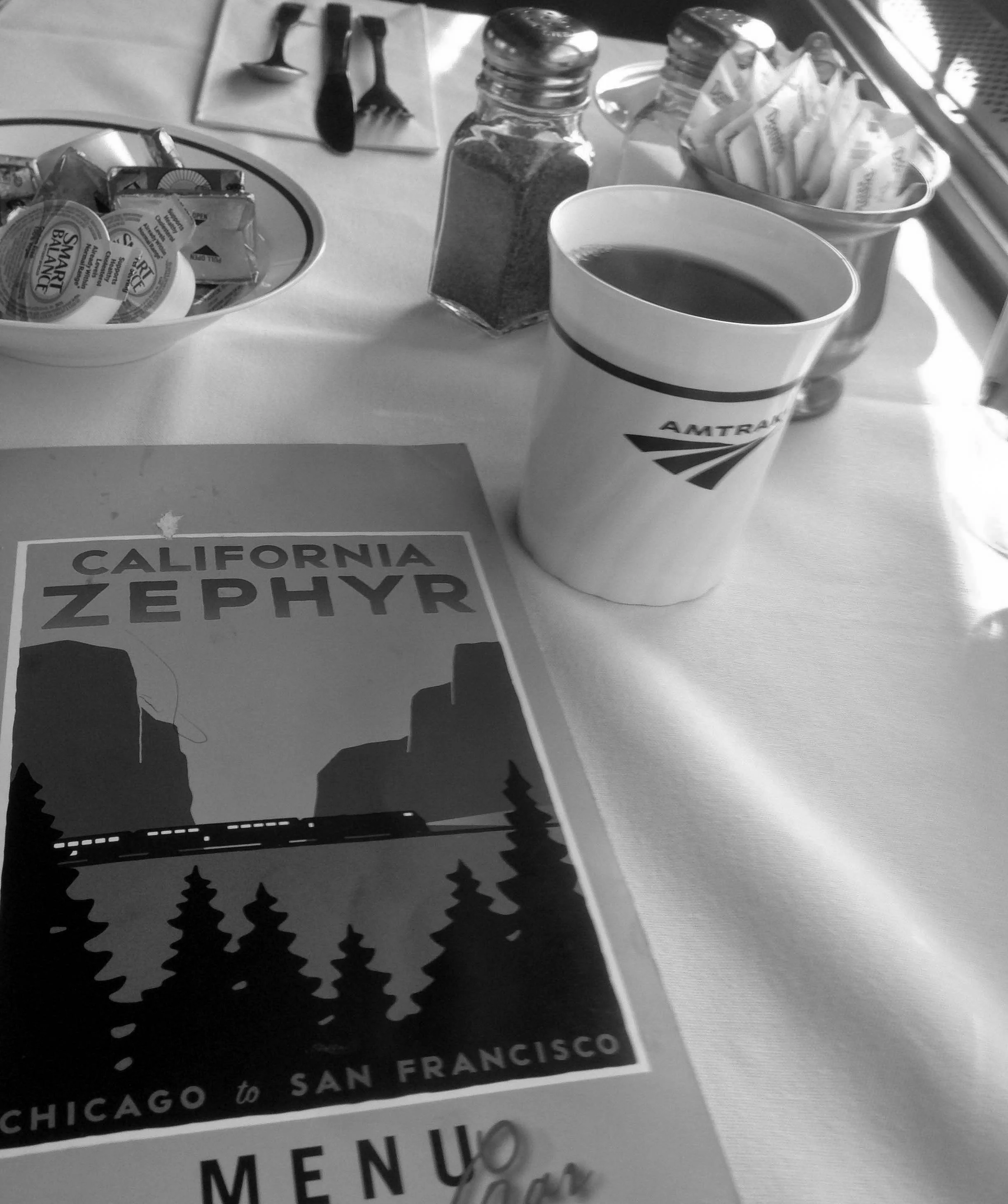  Breakfast as the Zephyr rolls through Nevada. 