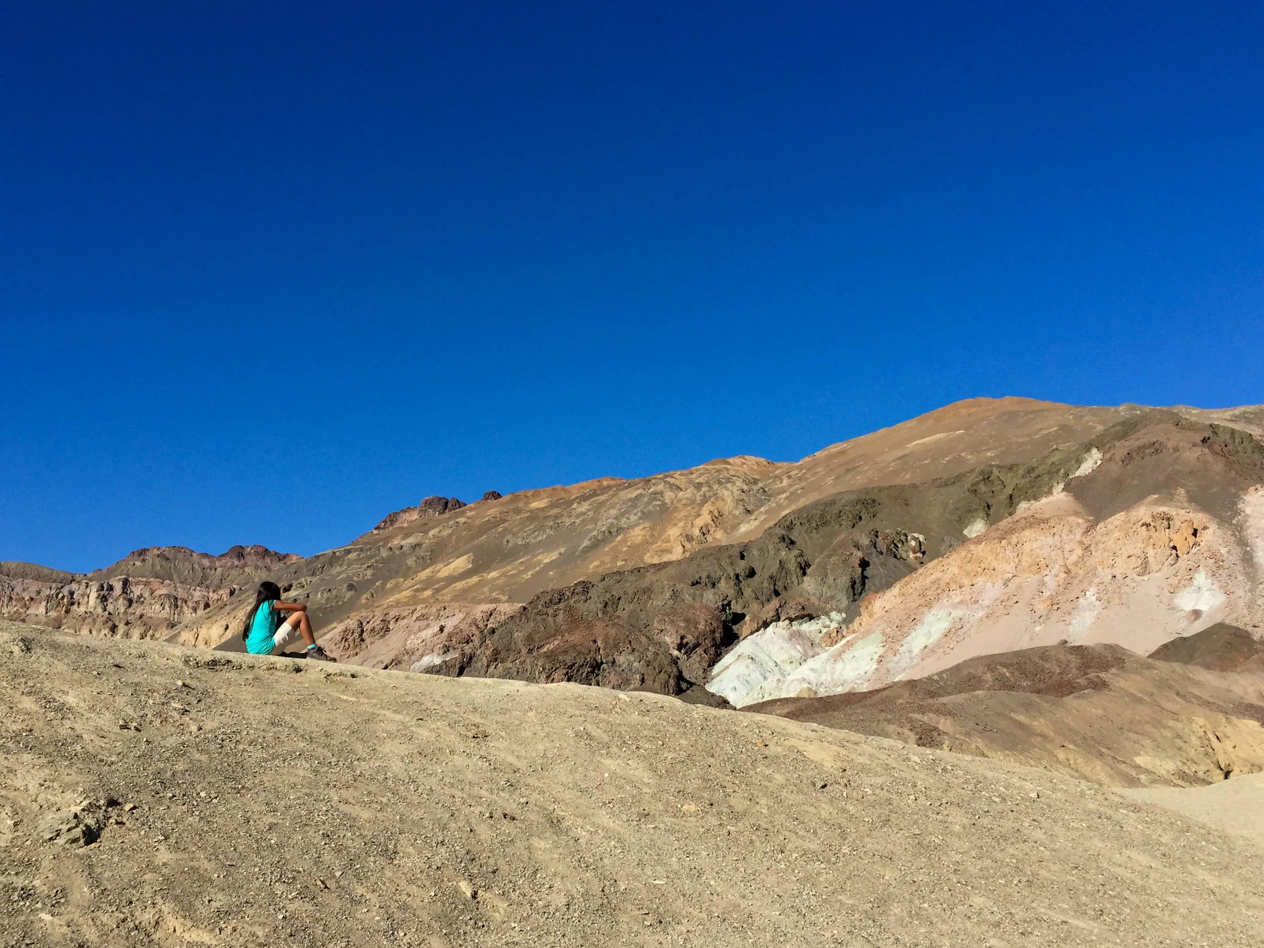  A girl gazes at the Artist's Palette in Death Valley. Spring 2016. 