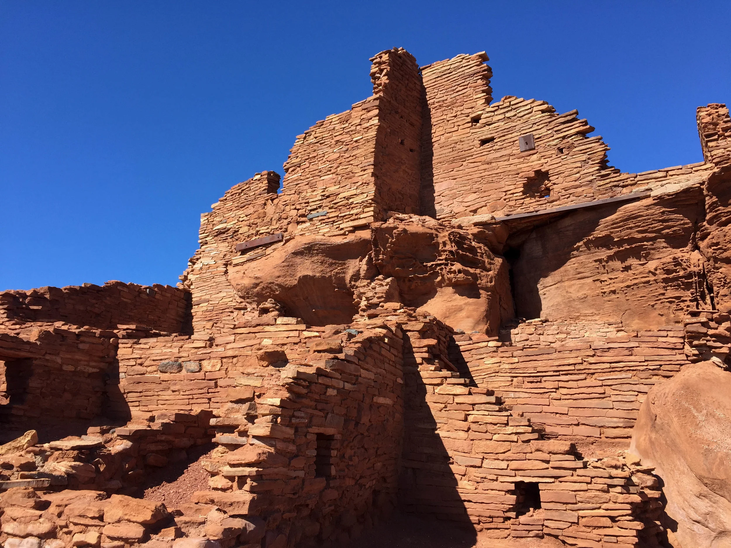 Wupatki National Monument near Flagstaff, Arizona, which features ruins of buildings by ancient Pueblo people. October 2016.