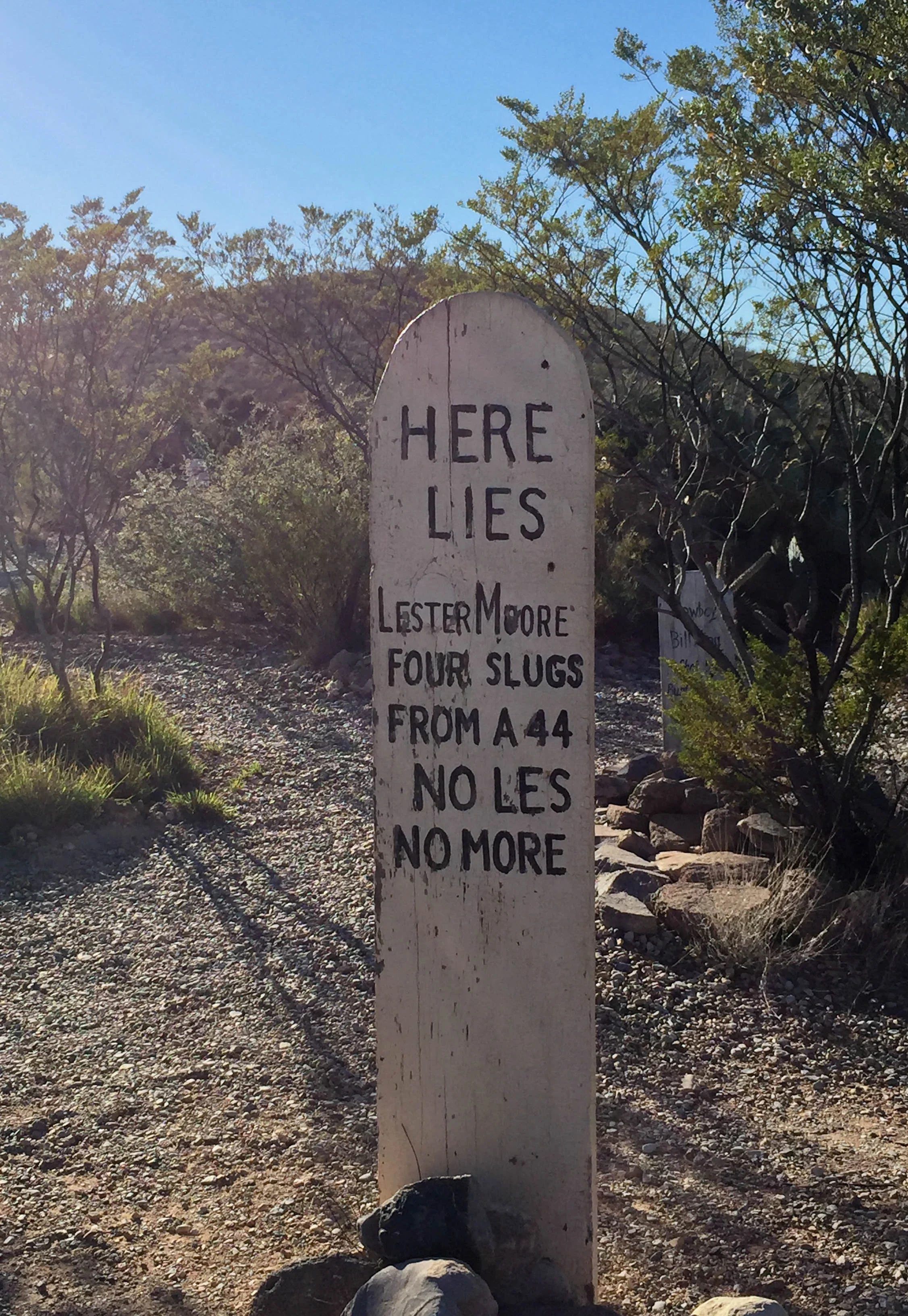  A tombstone at Boot Hill Cemetery in Tombstone, Arizona. 