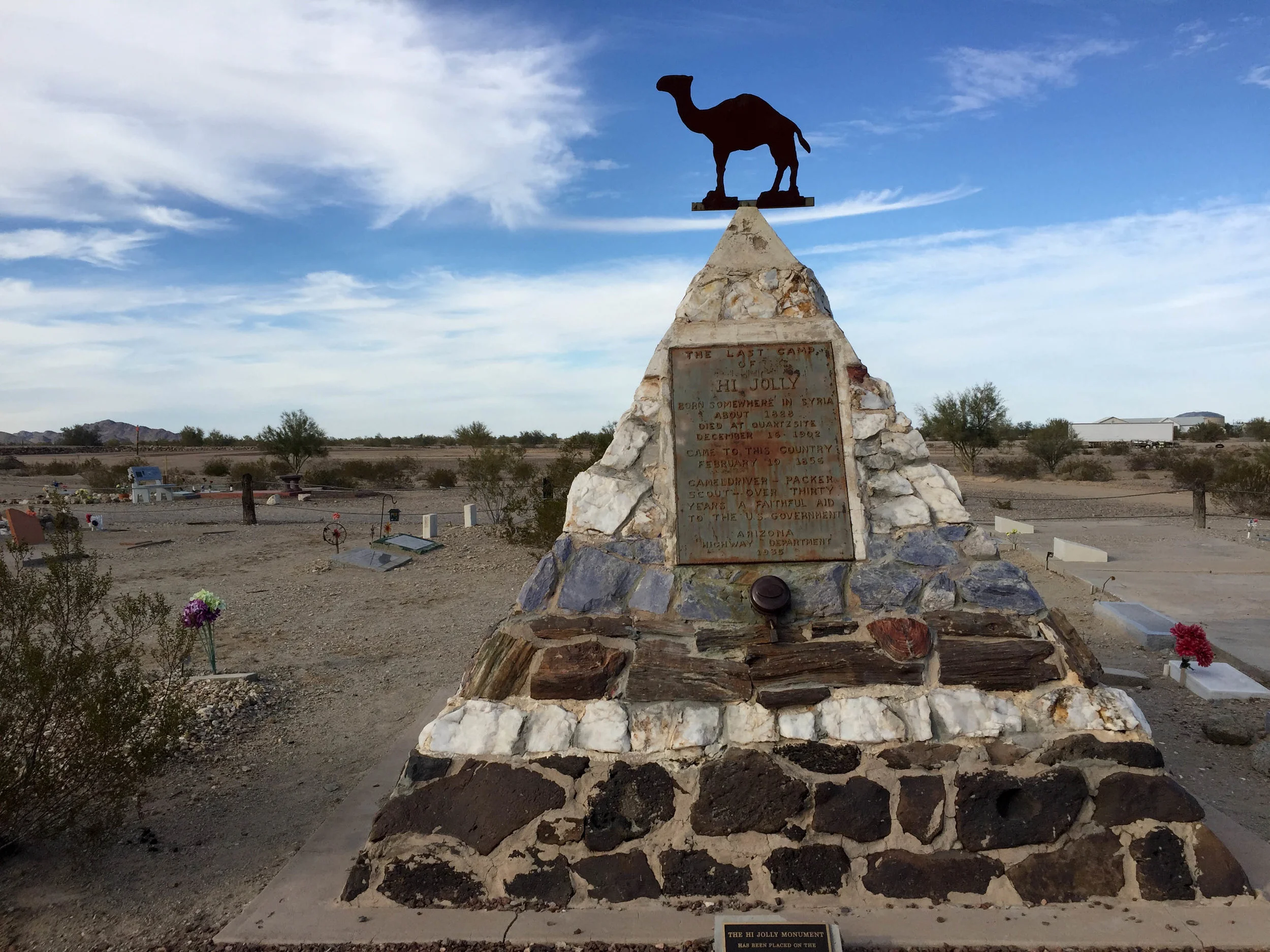  The grave of Hi Jolly (a.k.a. Hadji Ali), an Ottoman citizen who was a camel driver in the experimental U.S. Camel Corps. Quartzsite, Arizona. 