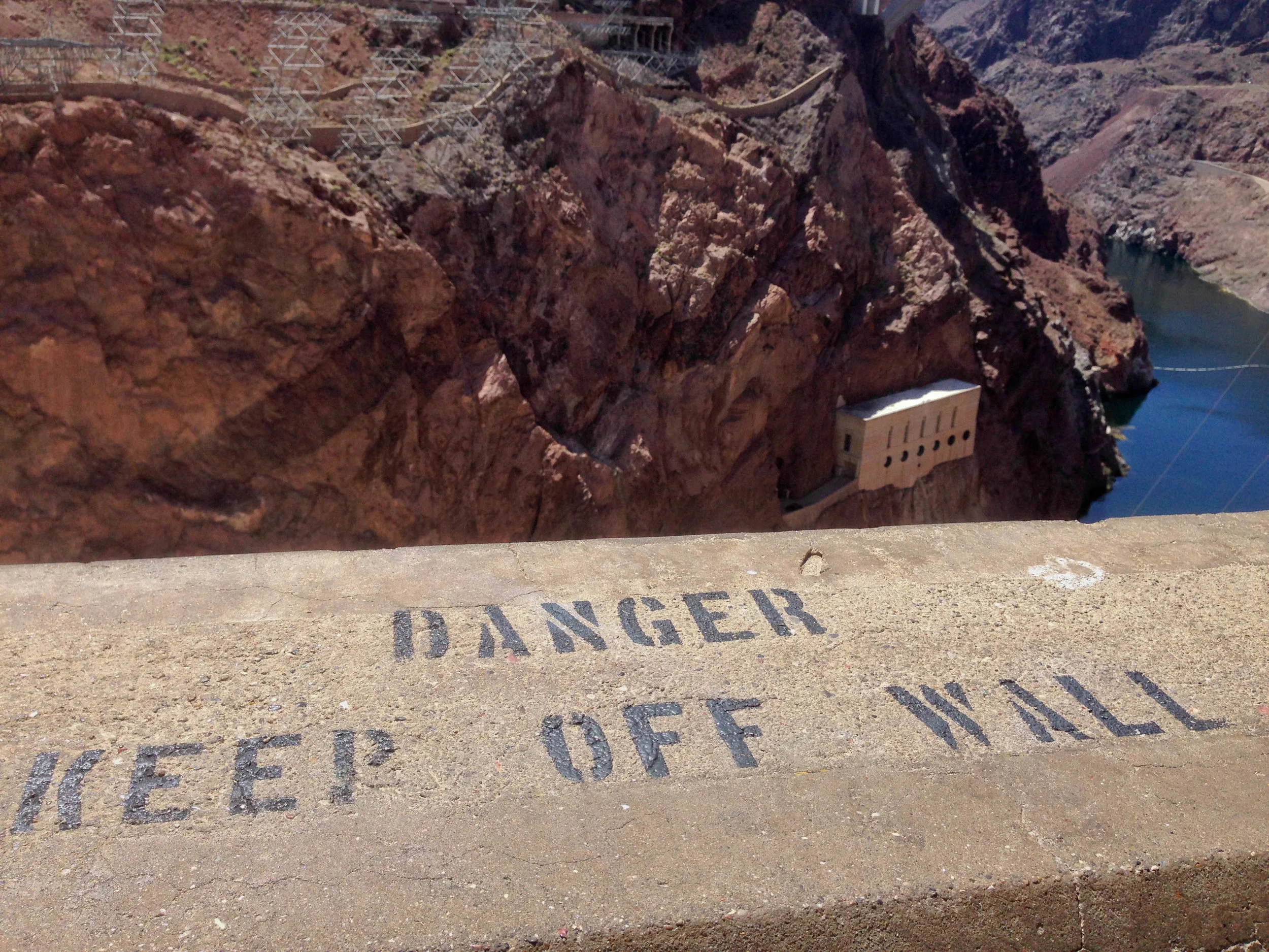 A warning to visitors at Hoover Dam in Nevada.