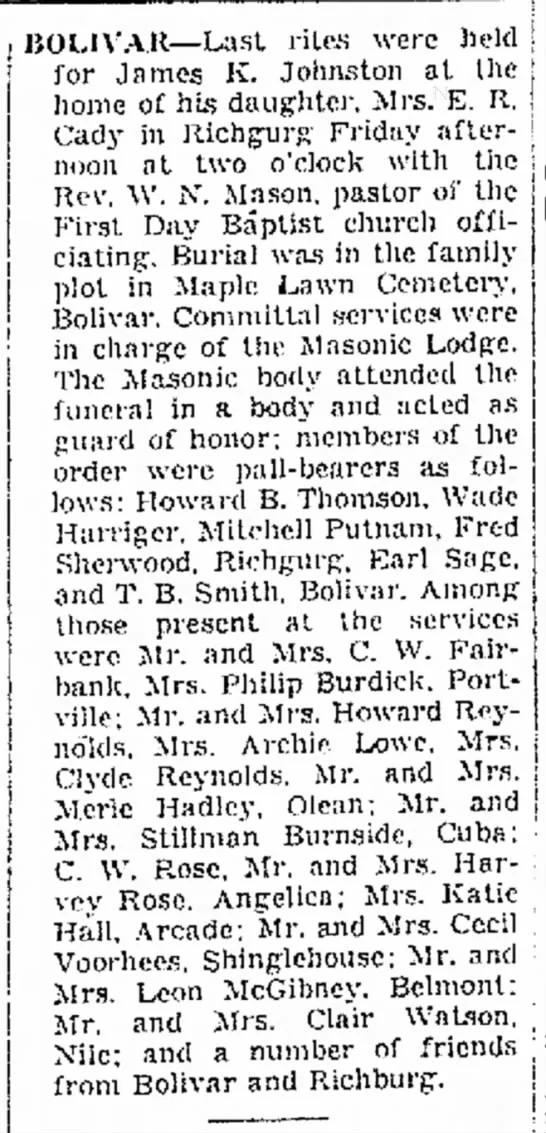 Article in the Olean Herald , 27 January 1941.