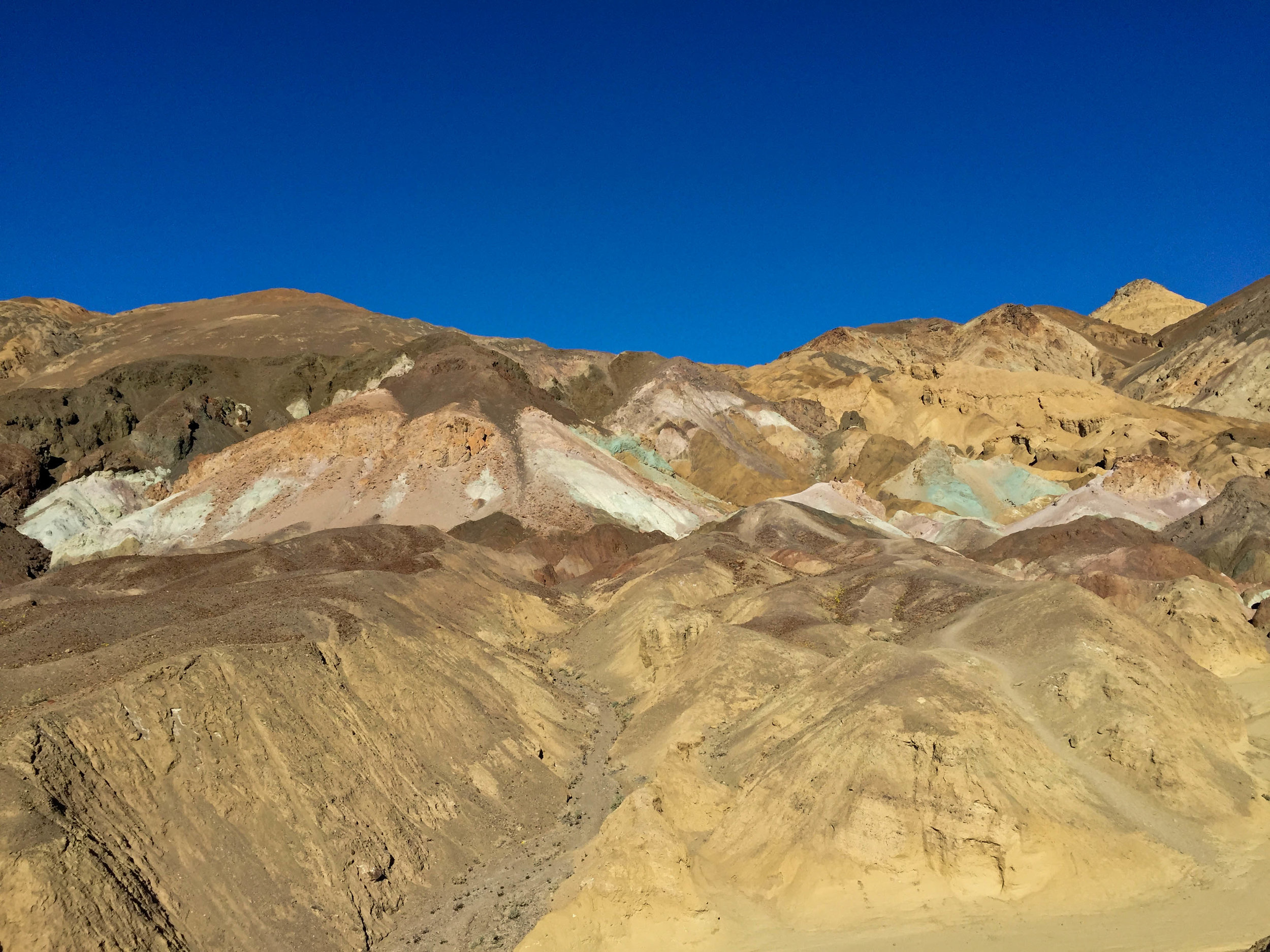 Artist's Palette, a part of the Black Mountains where rocks are colored by oxidized metals, in 2016.