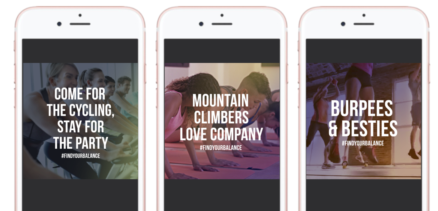     This first concept was born from the insight that people want to commit to a healthy lifestyle, rather than a workout routine. So we showed them that at Lifetime Fitness they can #FindTheirBalance. 