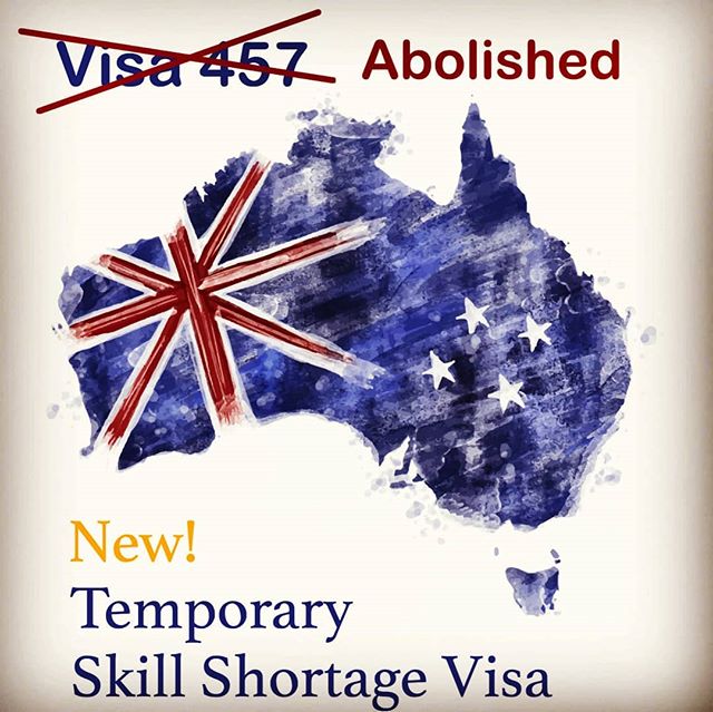 Replacement of the 457 visa for the Temporary Skill Shortage 482 visa!
.
.
https://www.fortunamigration.com/news/2018/3/18/replacement-of-the-457-visa-for-the-temporary-skill-shortage-482-visa