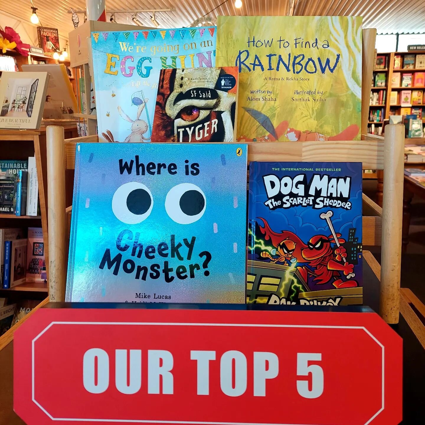🌈 Our Weekly Top 🖐 🌈 

Easter egg and rainbow hunts 🐣 hide and seek with a cheeky monster 👾 and some thrilling adventure books for various ages featuring animal companions 🐕 🐯 

Your top five is full of excitement, colour and heart this week! 