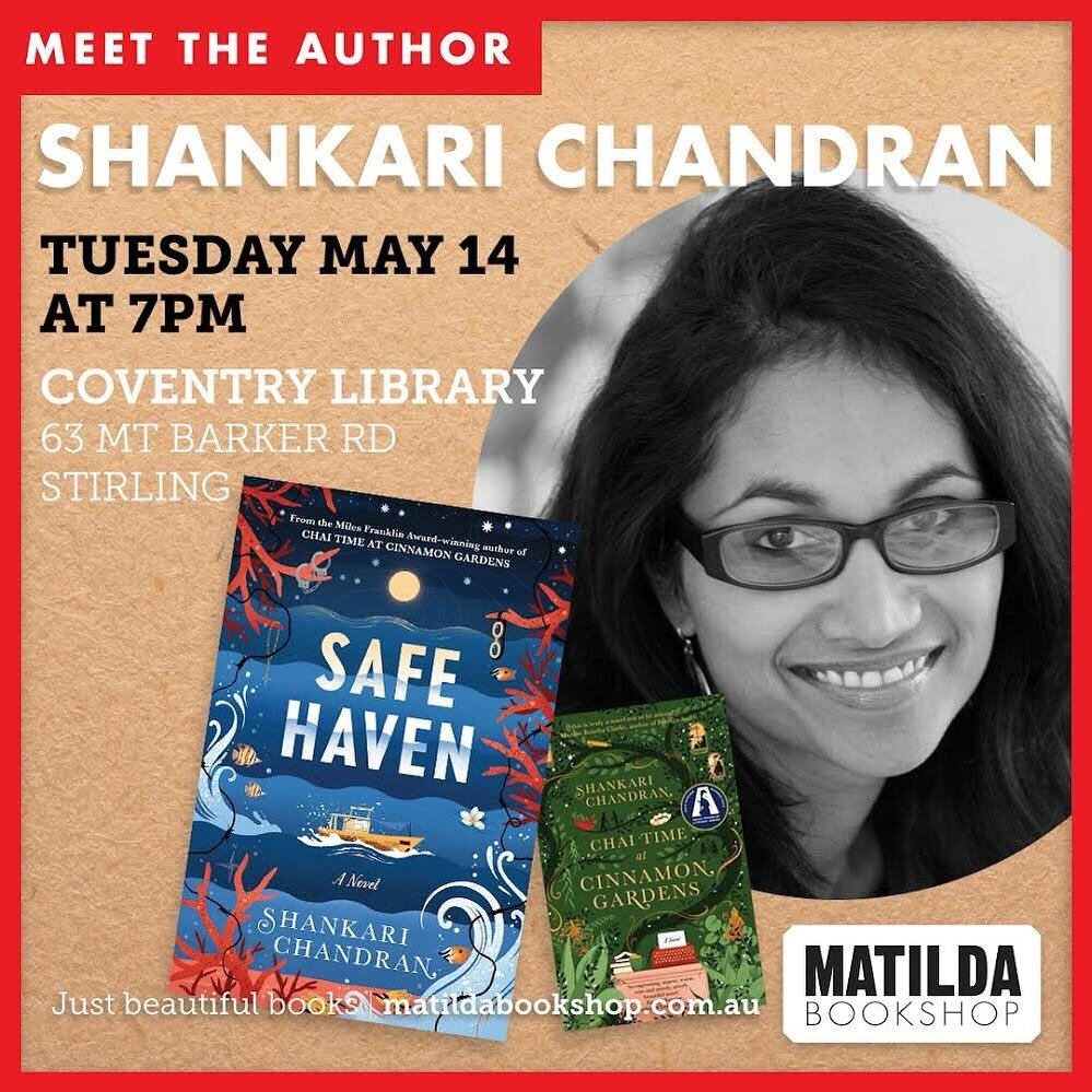 🧡 MEET THE AUTHOR 🧡

We are thrilled to present Miles Franklin award-winning author, Shankari Chandran, as she launches her widely awaited new novel, Safe Harbour. Join us on Tuesday, May 14 at 7pm at the Coventry Library in Stirling, where Shankar