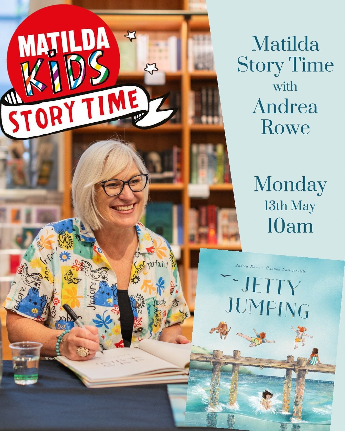 We are so excited to be able to jump into Story Time this Monday with award-winning author, Andrea Rowe. Join us in the Kid&rsquo;s Room at 10am!

Sharing her best-selling book 📕Jetty Jumping📕Andrea invites families to leap in an interactive story 