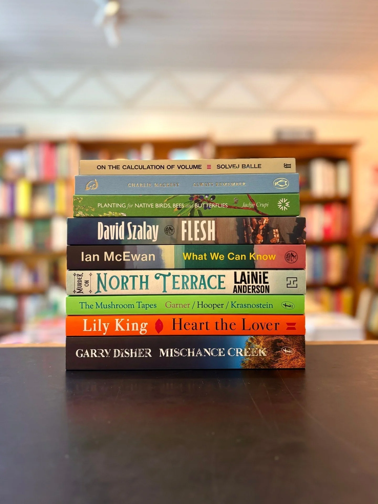 📚❤ Our Weekly Top 9 ❤📚

Another week, another stack.

Some favourites remain this week, with the award-winning, esoteric Flesh, Murder on North Terrace featuring the formidable Kate Cocks, and the sobering Mushroom Tapes sustaining their reign, and