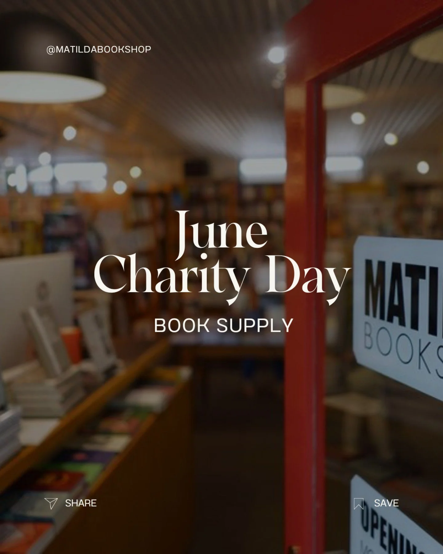 &hearts;️ MATILDA BOOKSHOP CHARITY DAY&hearts;️

Tomorrow is our monthly charity day where 15% of the value of each book sold, either in the shop or via our website, is donated to an organisation we believe in.

Choosing to buy your books from us tom