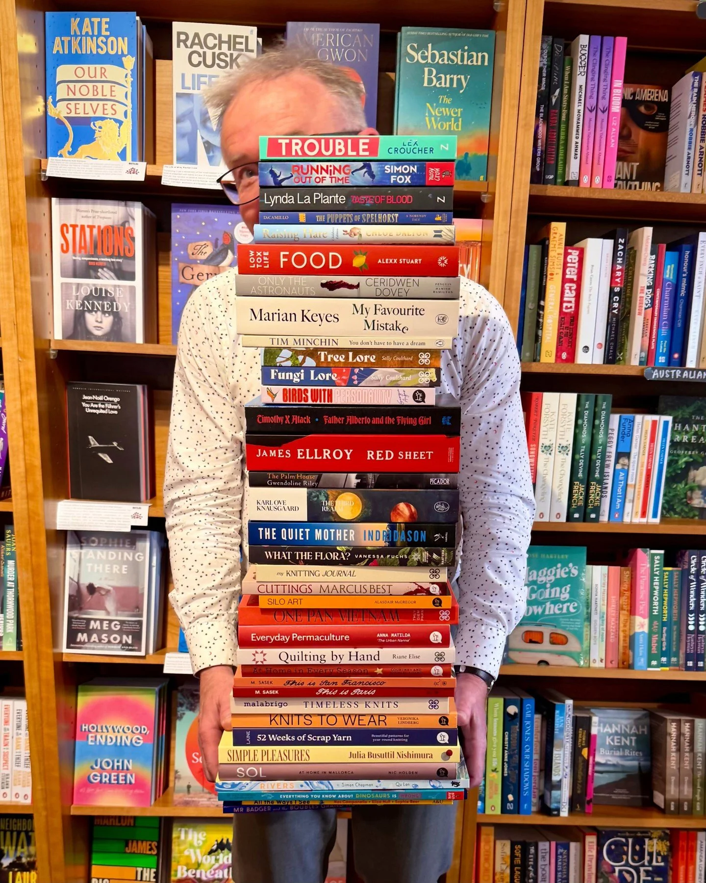 In this years edition of Man vs. Book, Gavin has put his bookselling strength to the test by holding (only a fraction!) of the books that you could take home this Love Your Bookshop Day in our ✨Book Stack Competition ✨

Join us from 9am for Love Your