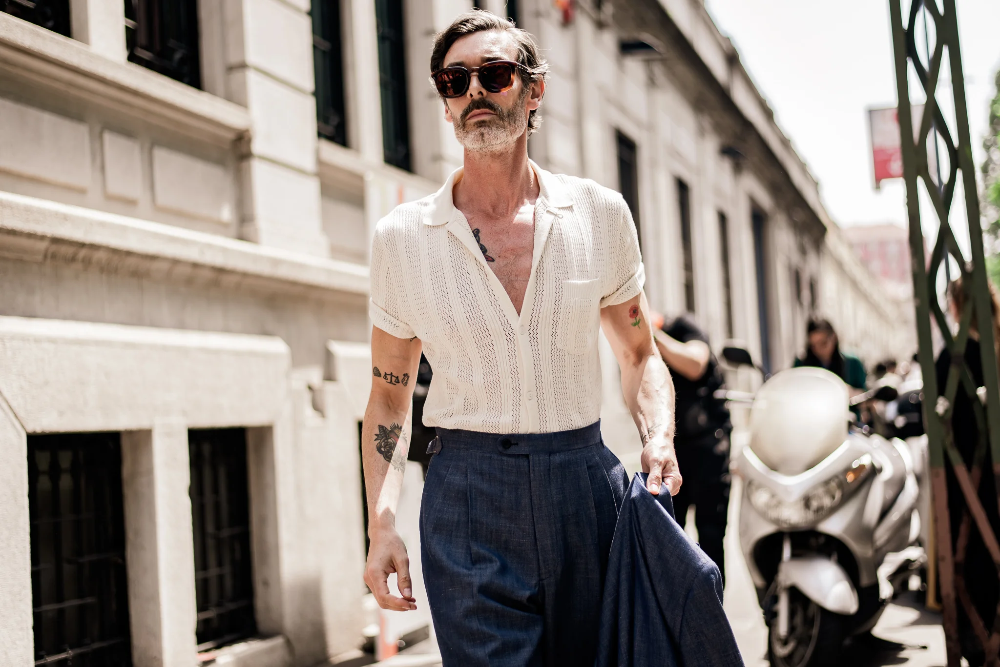 @richardbiedul enters classic, mid-20th century territory by simply tucking in his shirt. The trick is to make sure the trousers actually fit. A style move most men should try