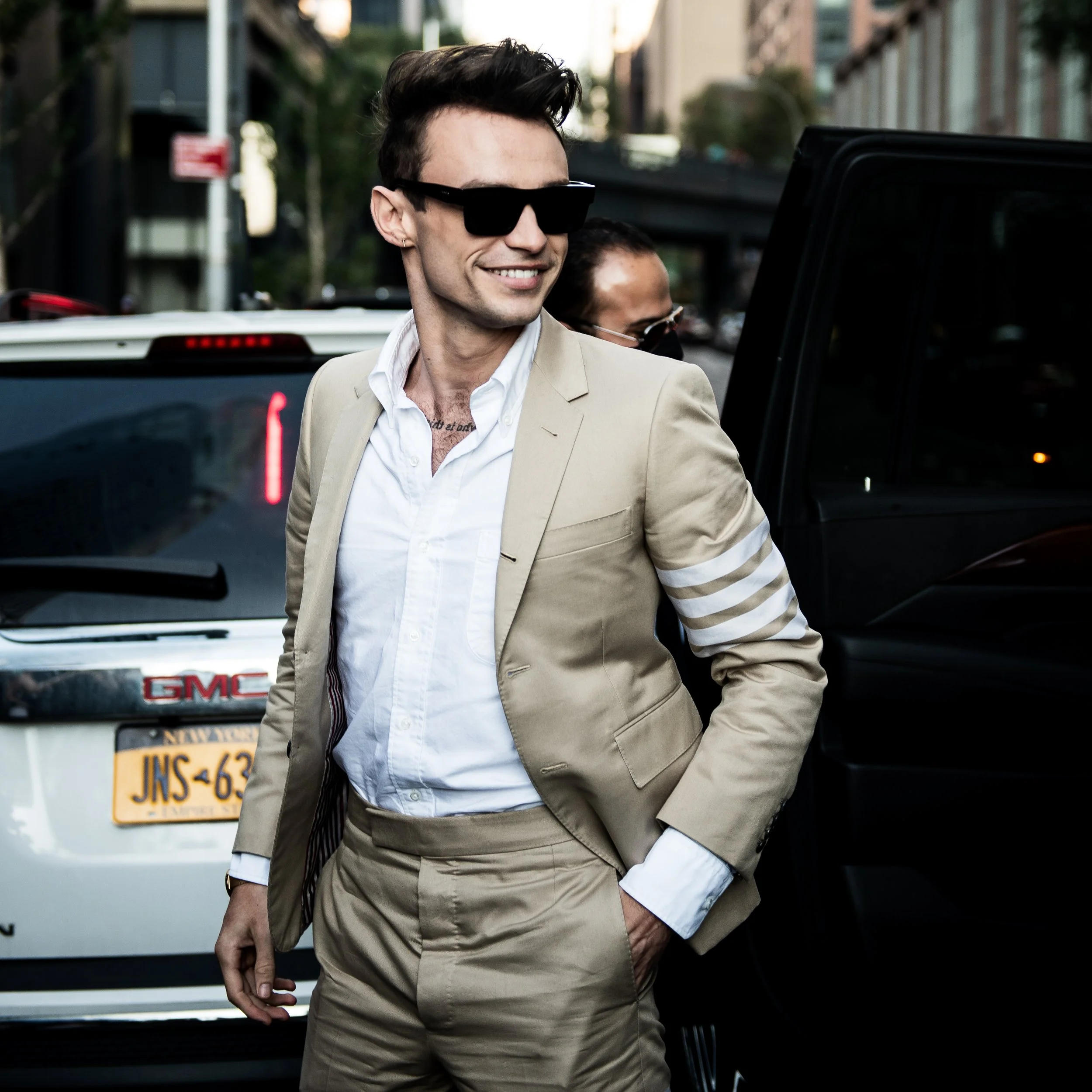 Thomas Doherty outside the Thom Browne fashion show 