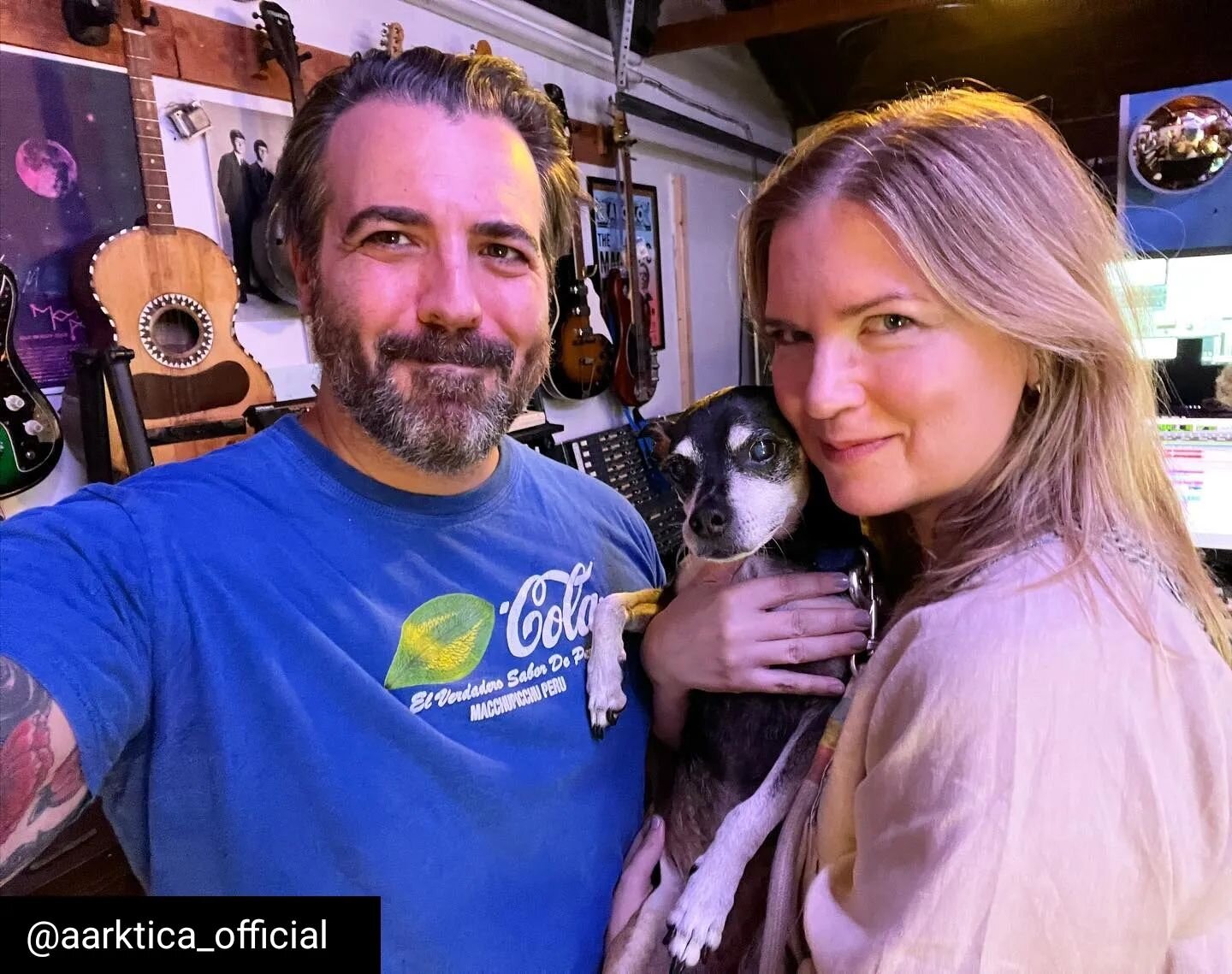 Reposted from @aarktica_official In the studio last night with the lovely Kendall Jane Meade (and Geronimo the pup) working on something super special 🤫.
.
Kendall and I were part of the same musical circle in my earliest days in NYC. I was in a ban