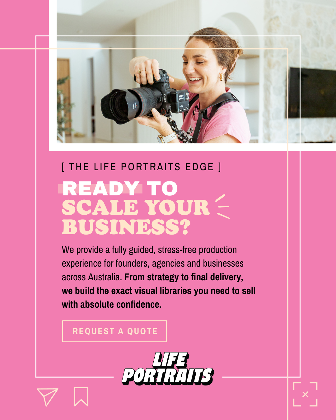 Life Portraits team preparing for a monthly Content Accelerator shoot in Brisbane