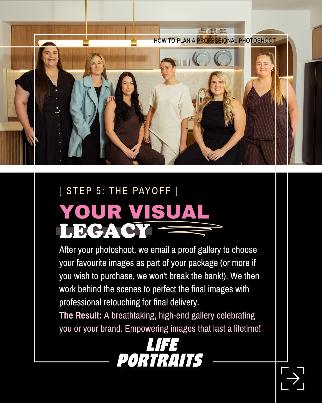 Step 5 of the Brisbane photoshoot planning guide — your visual legacy, Life Portraits