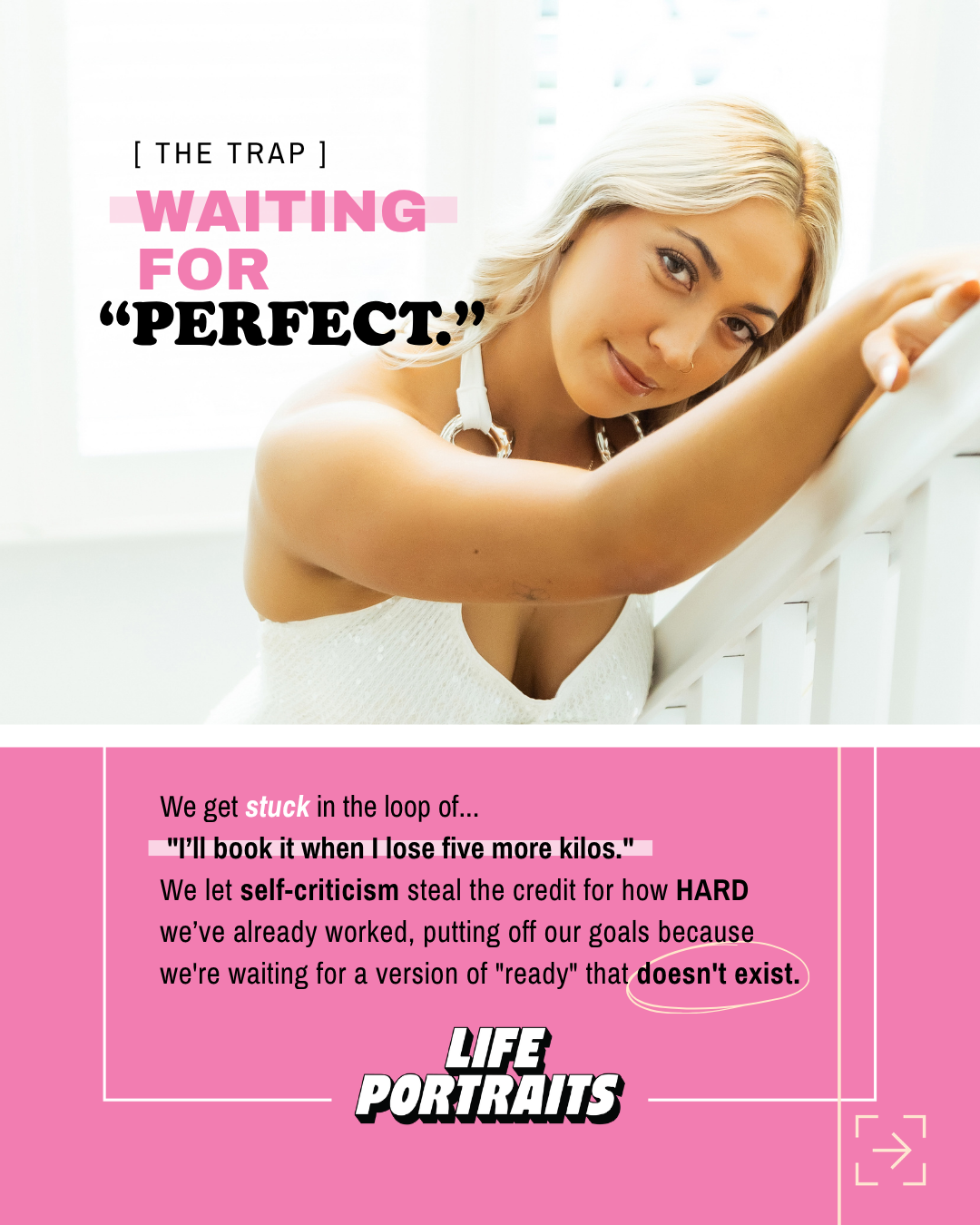 Brisbane fitness photography client nervous before photoshoot, Life Portraits