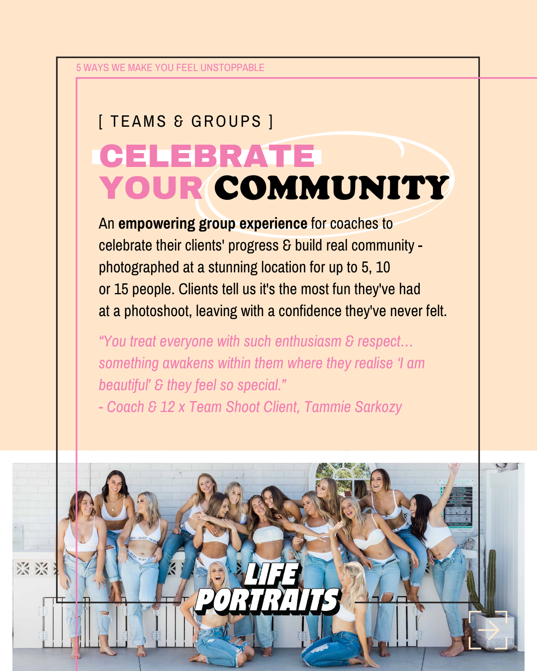 Brisbane team photoshoot, group of women celebrating a fitness challenge together