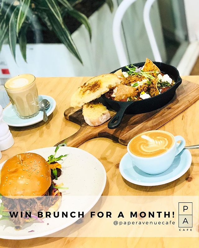 🍾🎉 WIN A BRUNCH FOR TWO FOR A MONTH 🎉🍾 We're giving away brunch for two once a week for a month to one lucky winner and their brunch bestie
😍🙌👊
.
.
.
For a chance to win:
1️⃣ FOLLOW @paperavenuecafe and tag a friend in the comments section bel