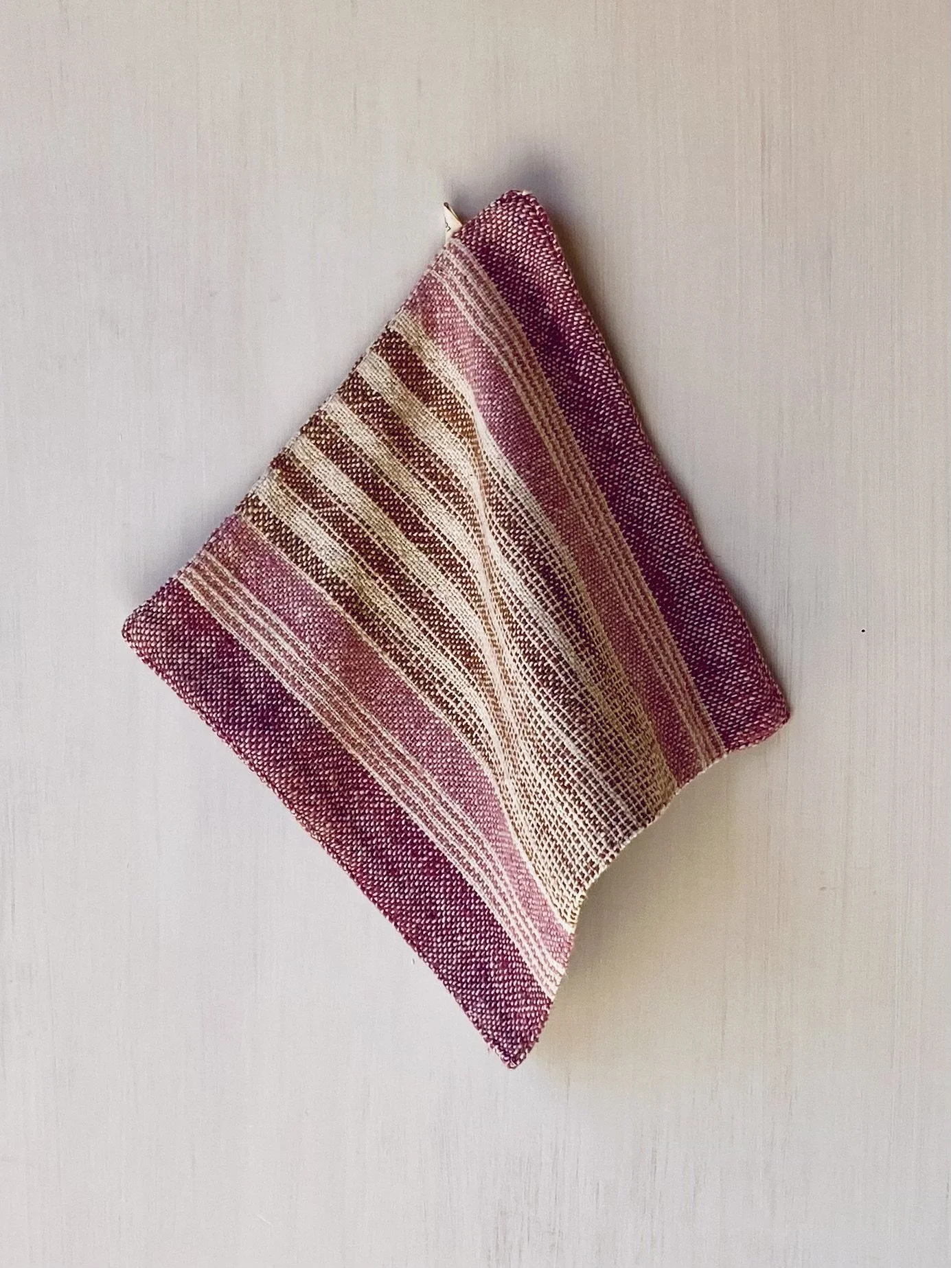 Face Washer Pink Tamarind Ikat Stripe hanging LOOM Designs.jpeg