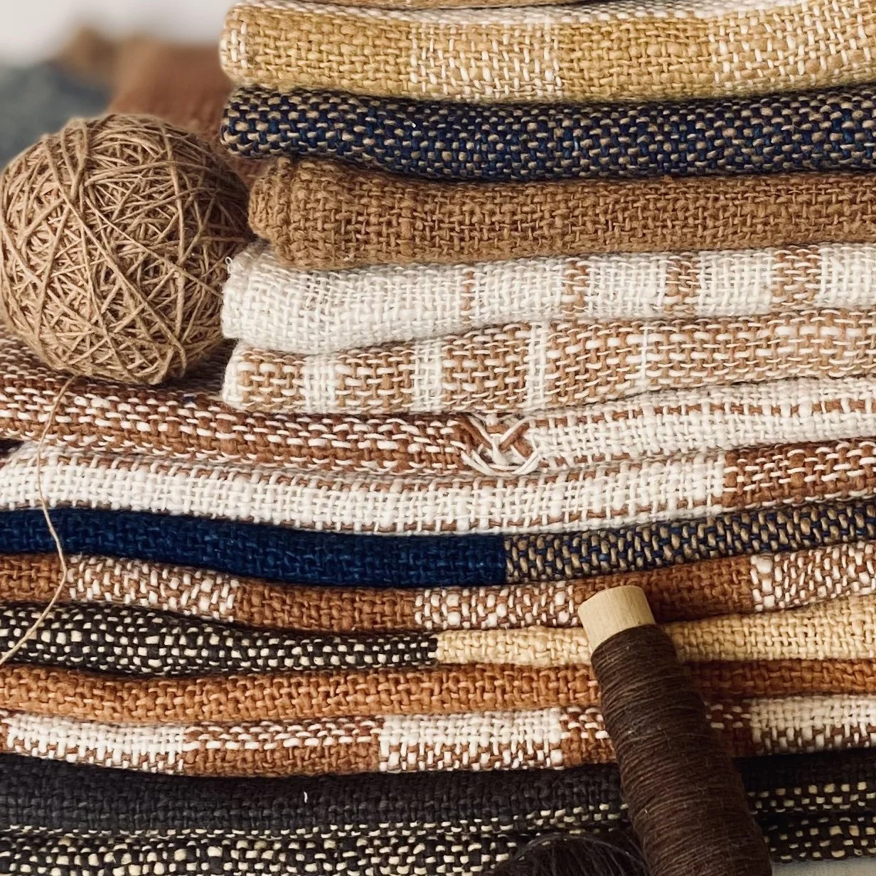 Brown and natural hand made cotton textiles Loom Designs.jpg