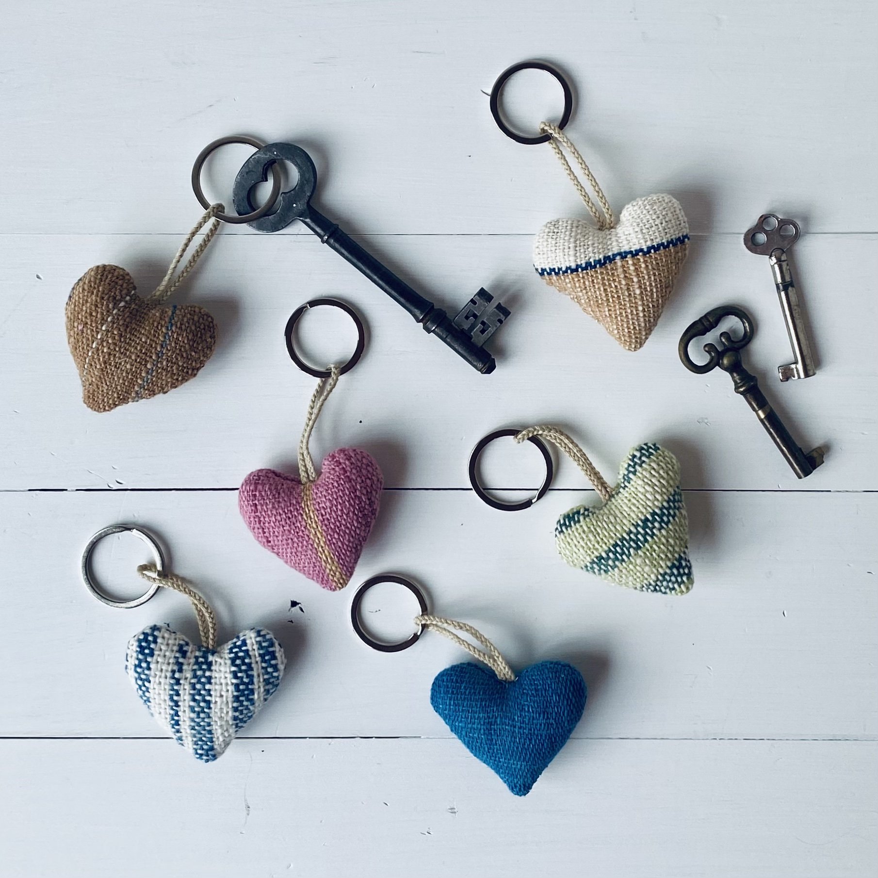 Keyrings Hearts handmade cotton ethical Loom Designs.jpg