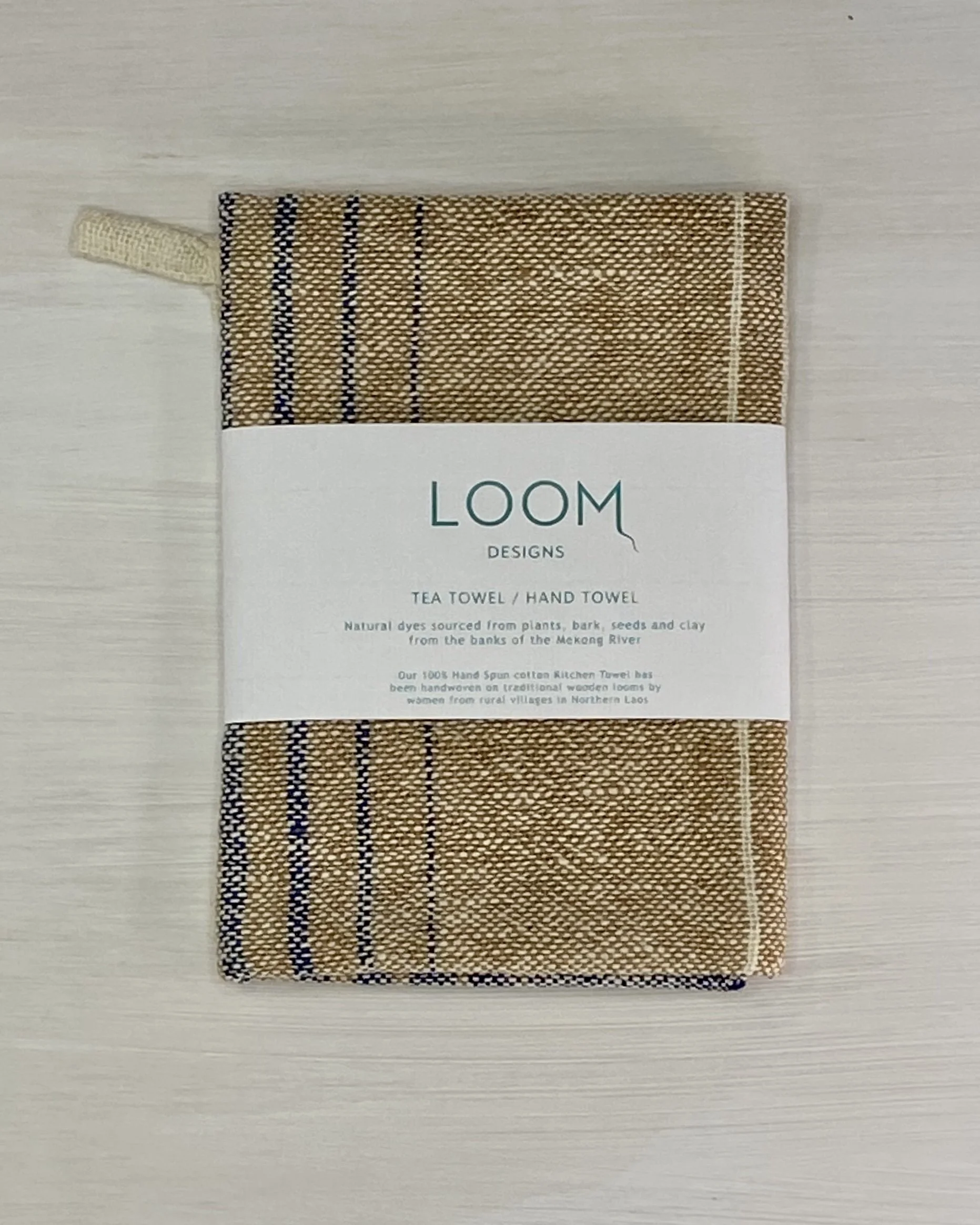 Tea Towel Indigo and Dark Natural Cotton with Loom Designs Label.jpg