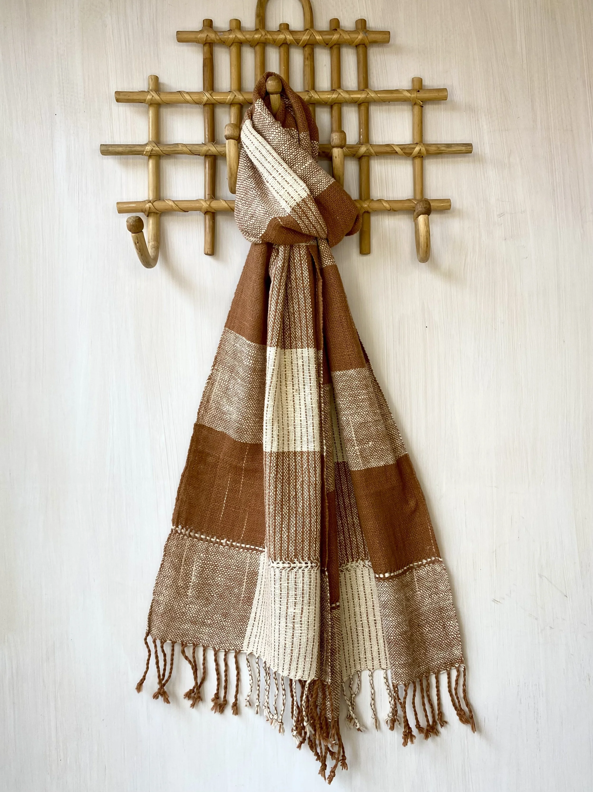 Lao Cotton Cinnamon & Natural Cotton Ikat Scarf.jpeg