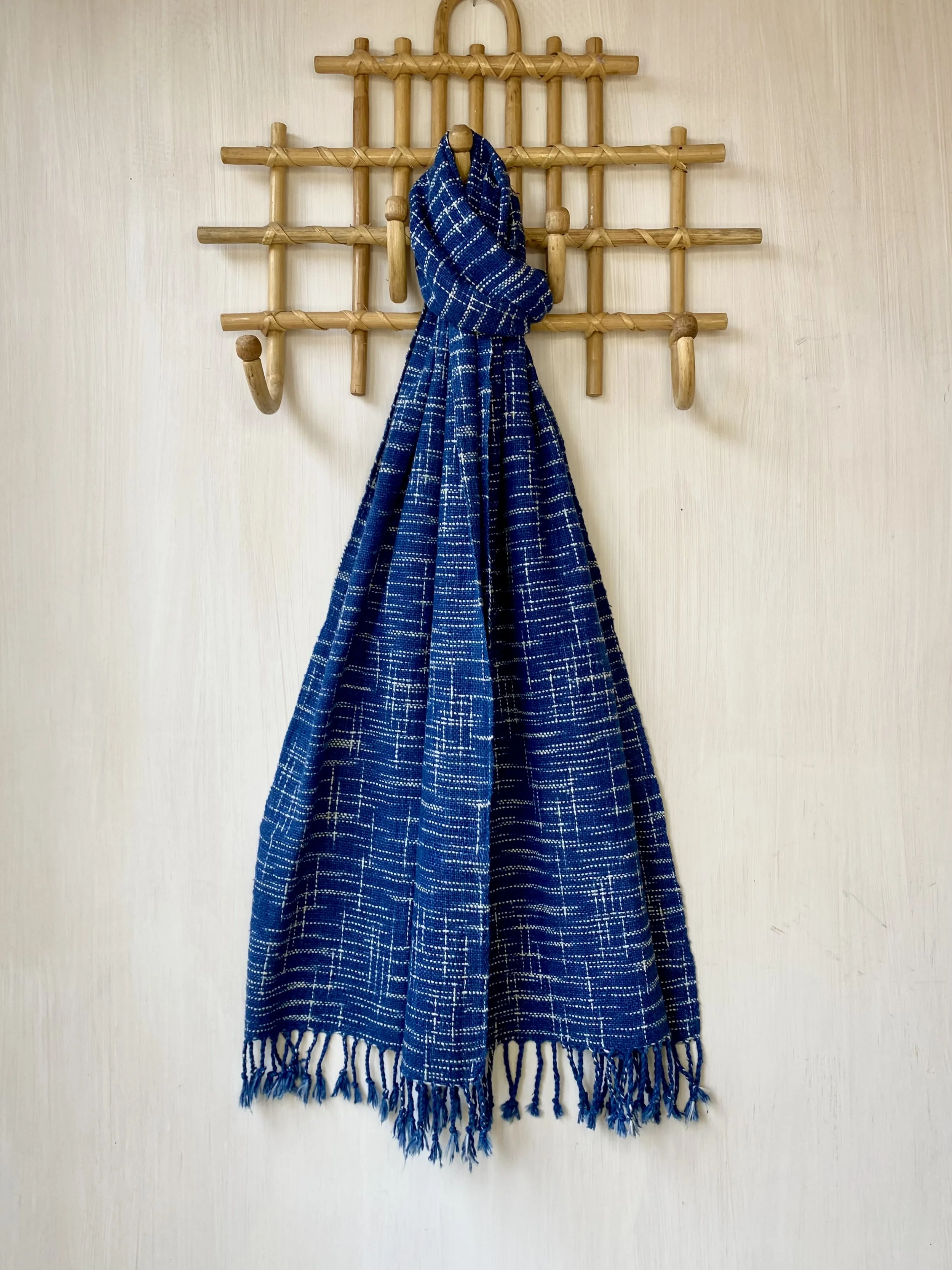 Lao Cotton Dark Indigo Ikat Scarf.jpeg