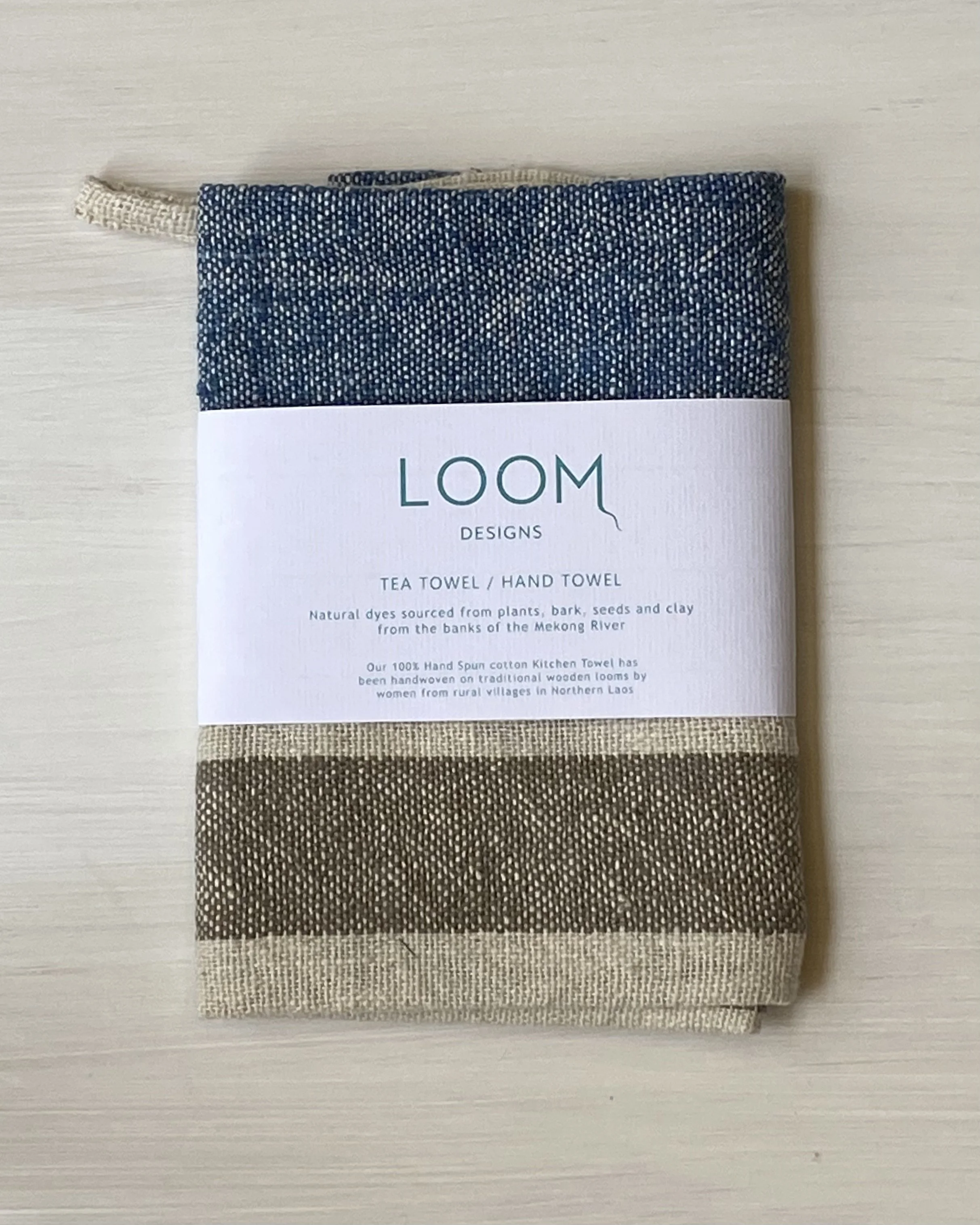 LOOM Designs Tea Towel Indigo, Mekong Clay & Natural Cotton.jpeg