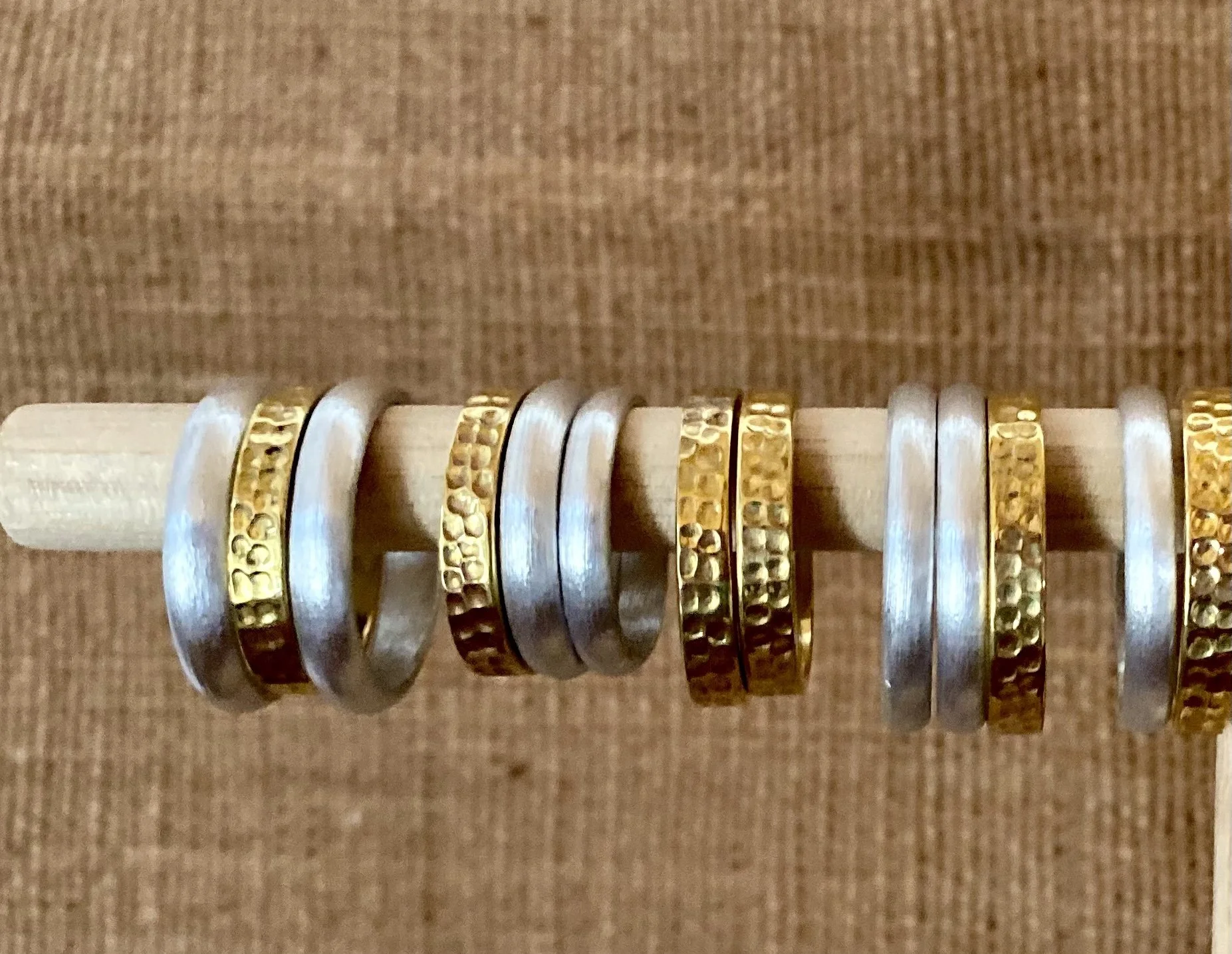 Peace and brass rings handmade ethical jewellery Loom Designs.jpg