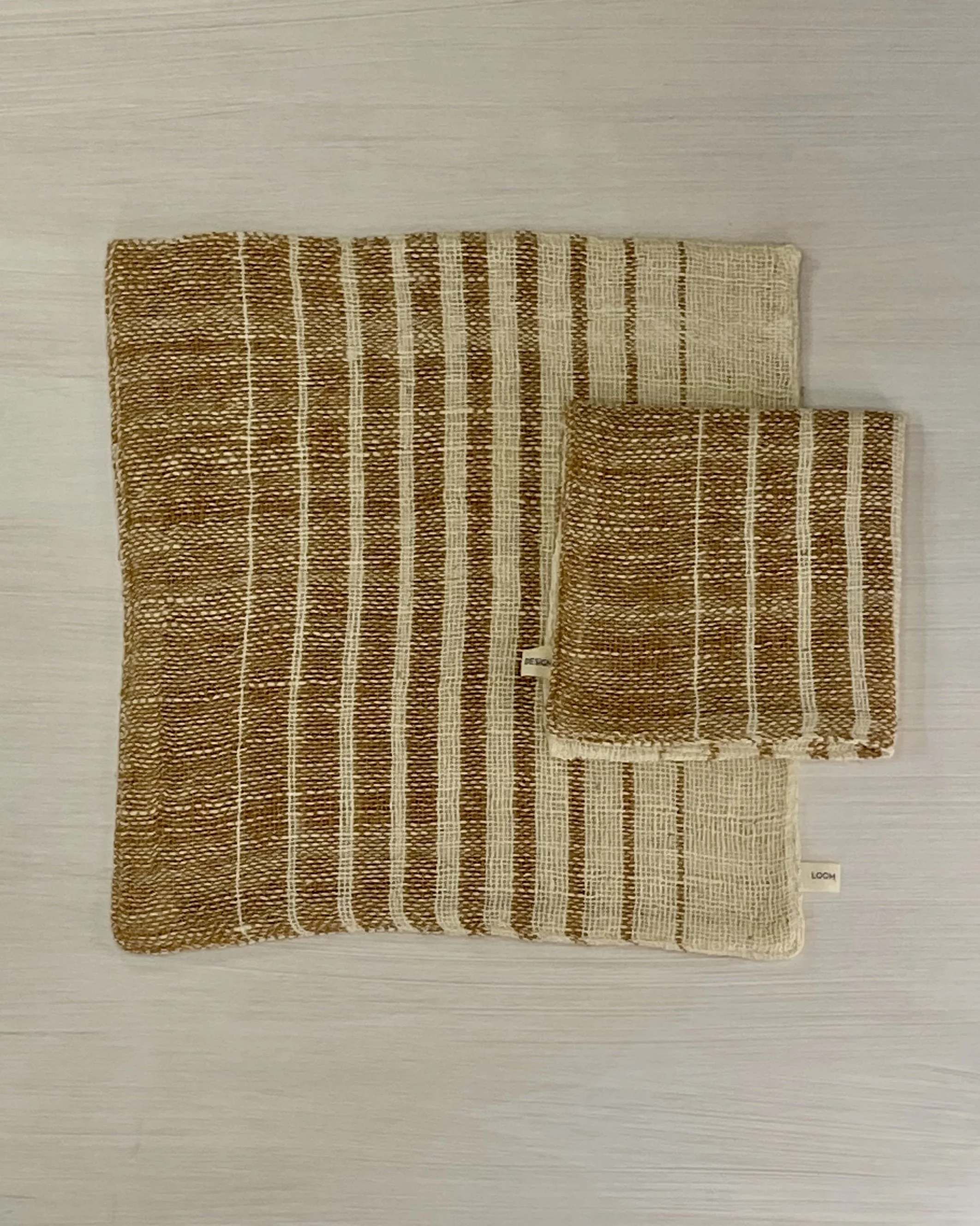 Face Washer Cinnamon Stripe folded on flatlay Loom Designs.jpg