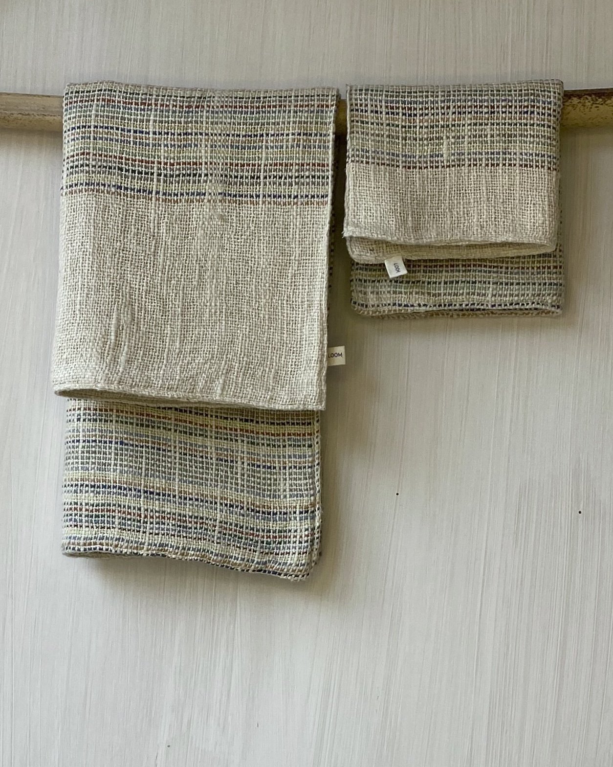 Hand Towel and Face Washer Natural Cotton Multi Stripe Loom Designs.jpg