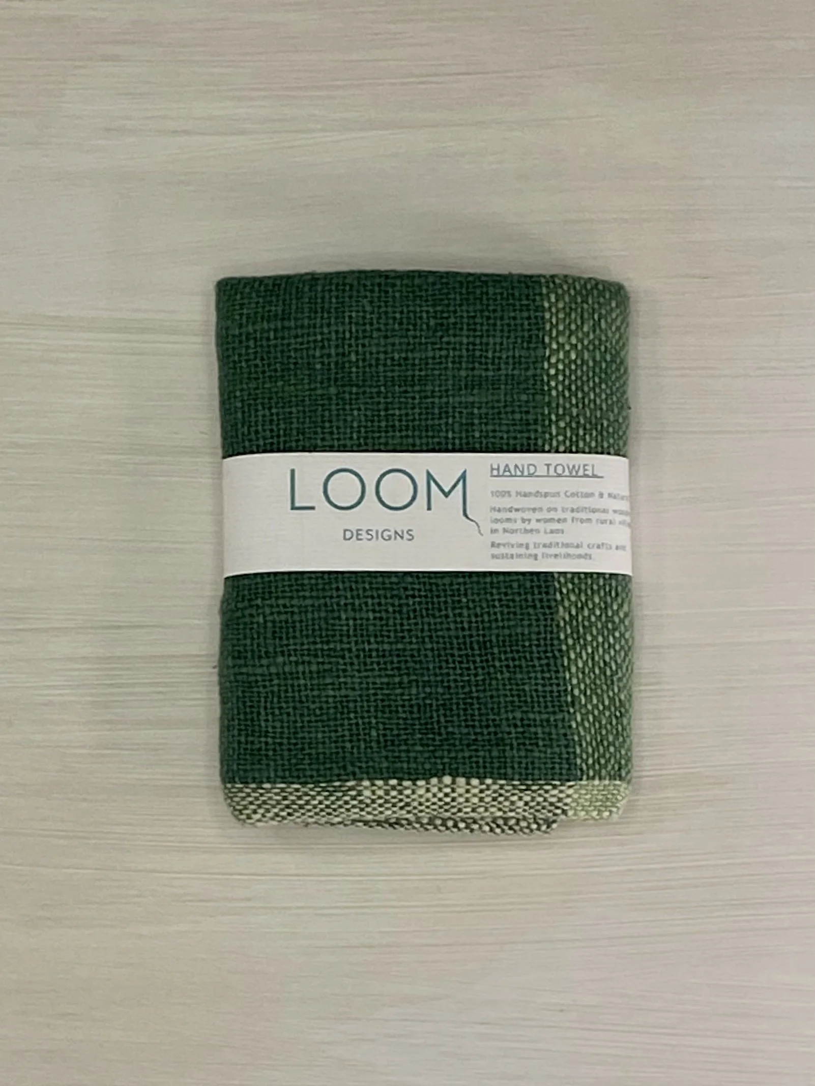 Hand Towel Green on Green with Loom Designs Label.jpg