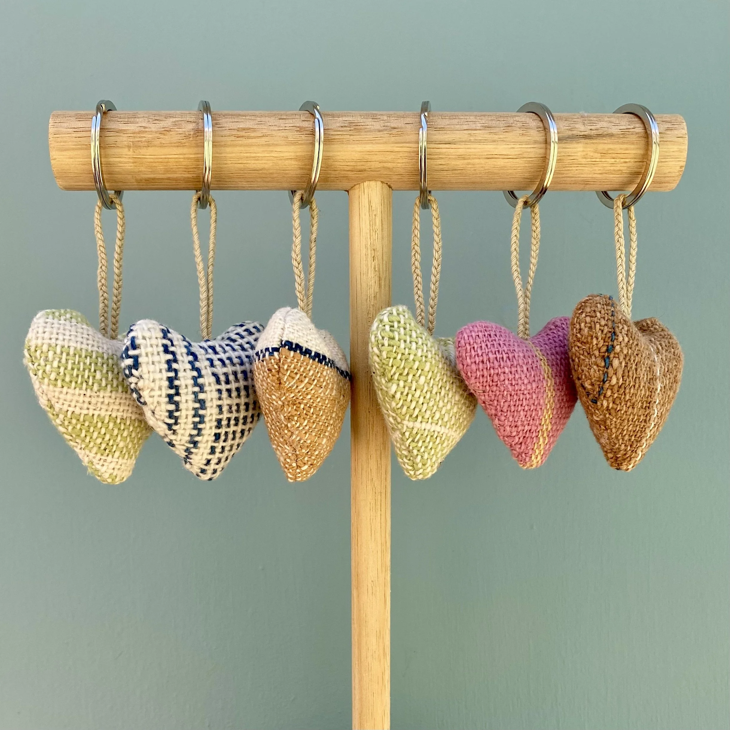 Cotton fabric heart key rings.jpg