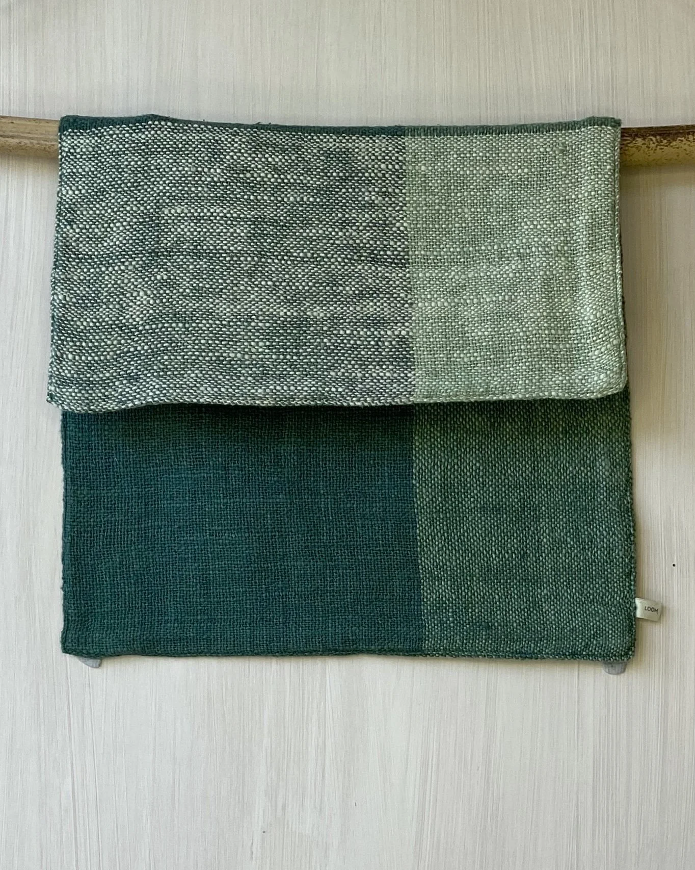 Hand Towel hanging on rod Green on Green Loom Designs.jpg
