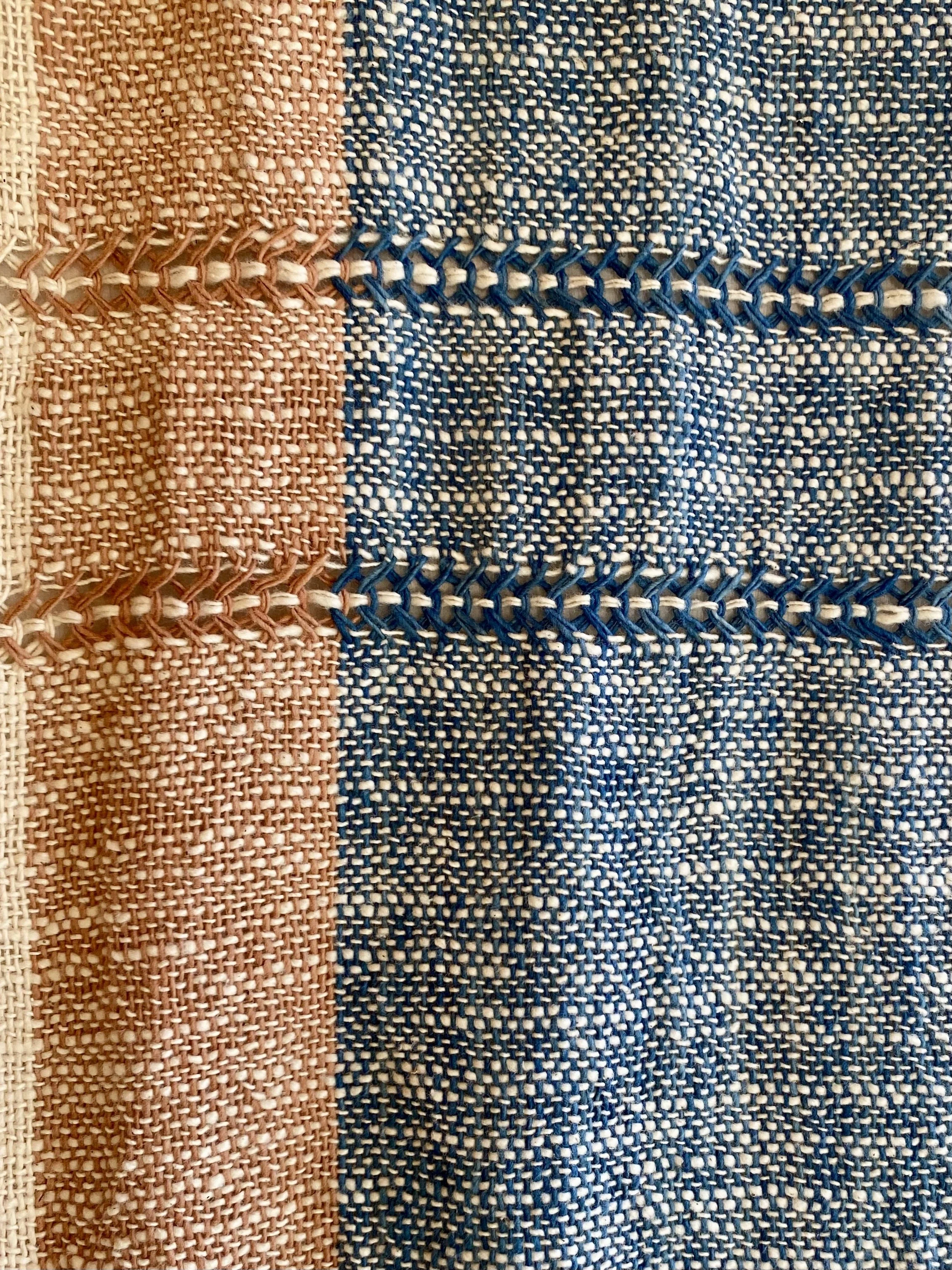 Light indigo and light cinnamon cotton scarf Loom Designs.jpg