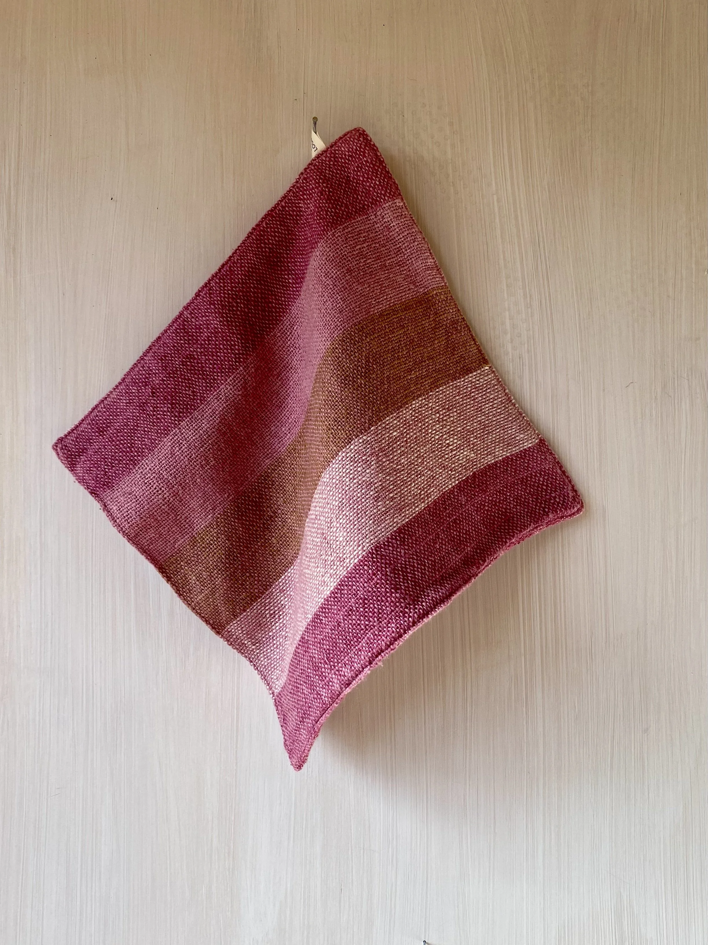 Pink and brown striped cotton face washer Loom Designs.jpg
