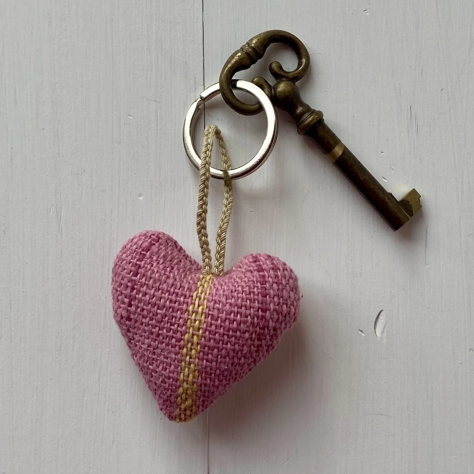 Pink Keyring Heart handmade ethical Loom Designs.jpg