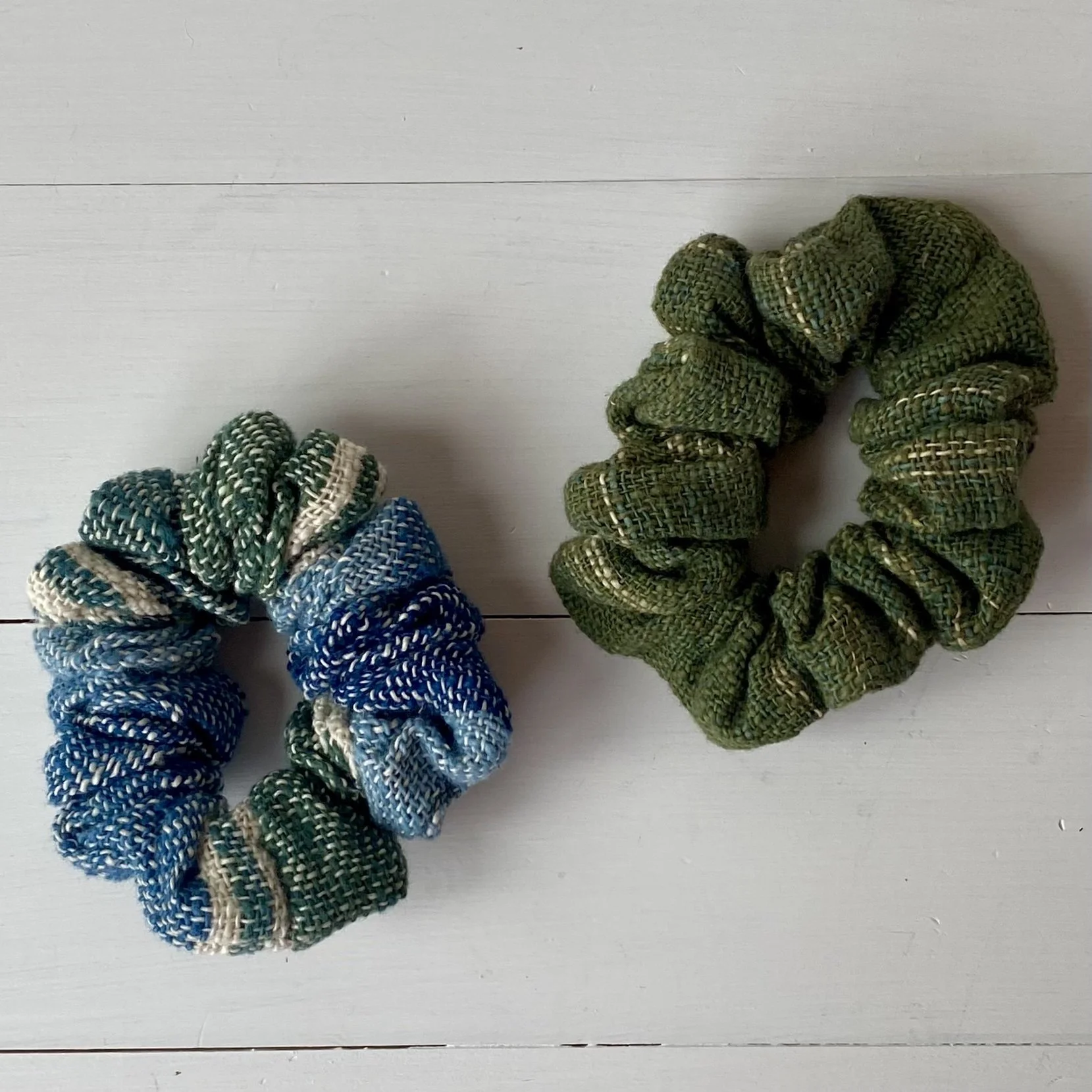 Green Scrunchies handmade cotton ethical Loom Designs.jpg