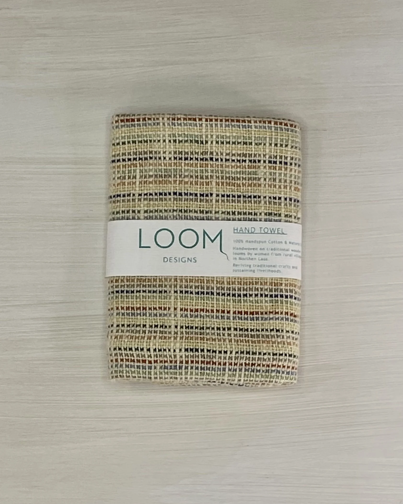 Hand Towel Natural Cotton Multi Stripe with Loom Designs Label.jpg