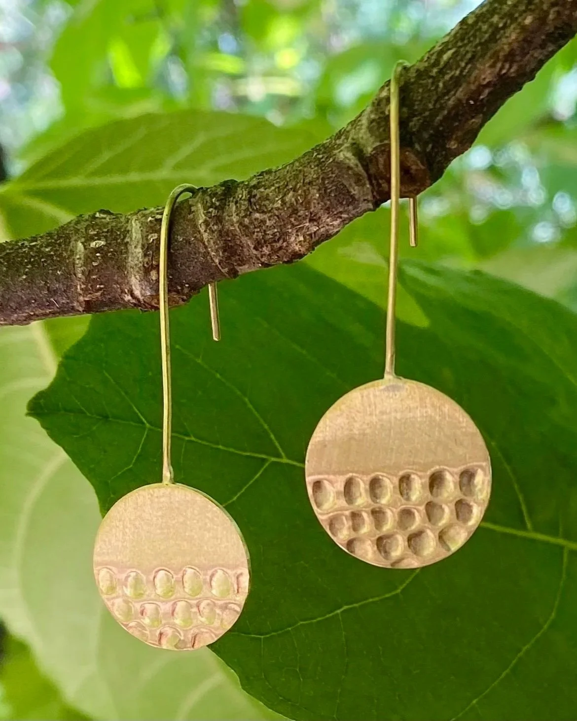 Brass Hammered Earrings Round