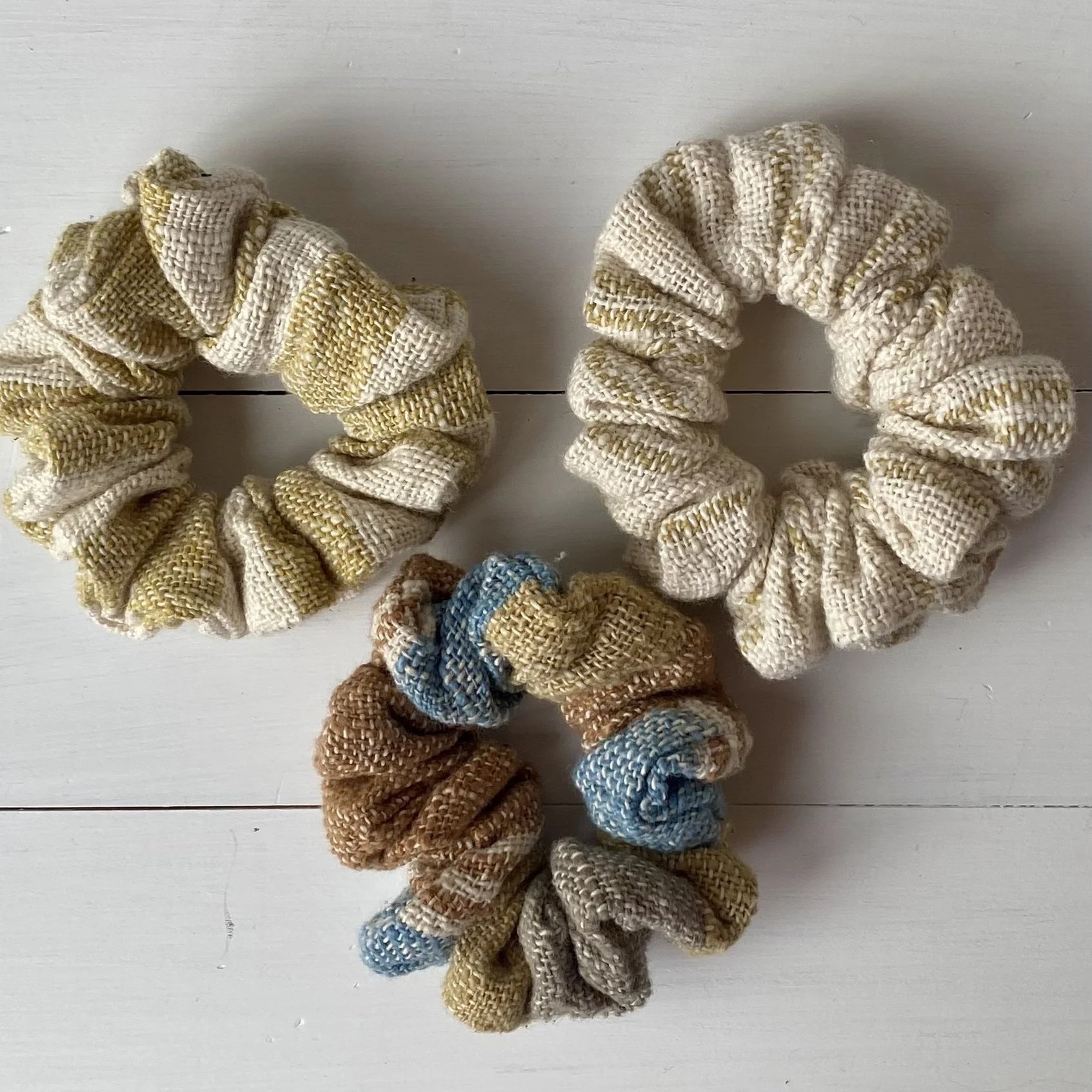 Natural cotton Scrunchies handmade Loom Designs.jpg