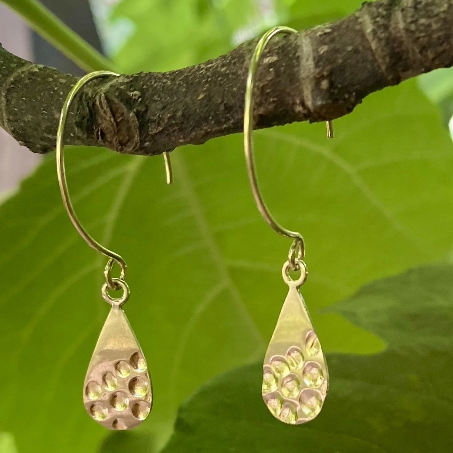 Brass Hoop Earrings Teardrop