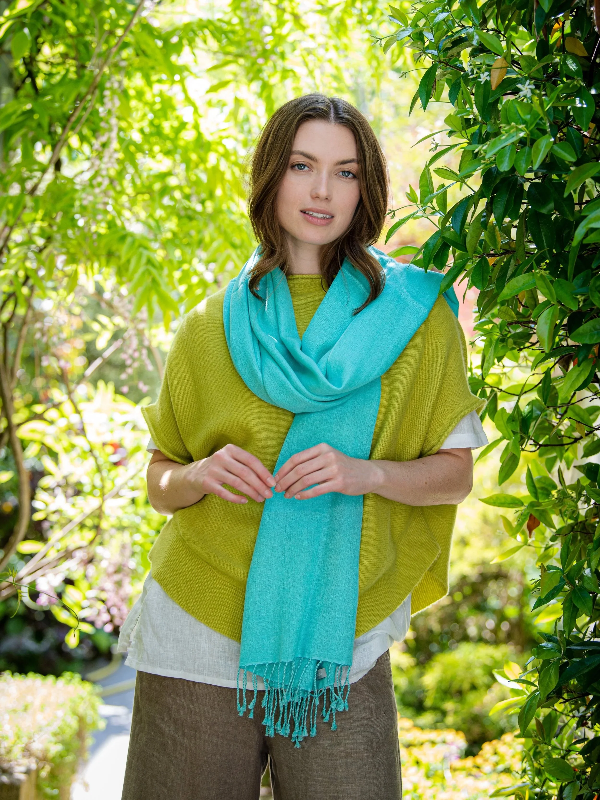 pashmina cashmere stole bright aqua