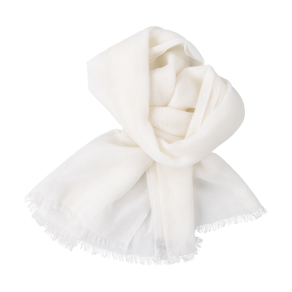 小物 23SS WHITE CASHMERE GAUZE SCARF fine cashmere french neck scarf — Cocowai Cashmere